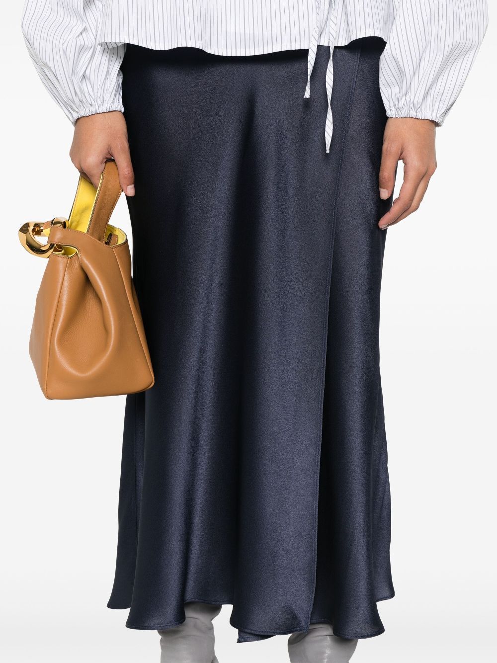 Semicouture Semi Couture Flowing Blue Wrap Maxi Skirt In Black