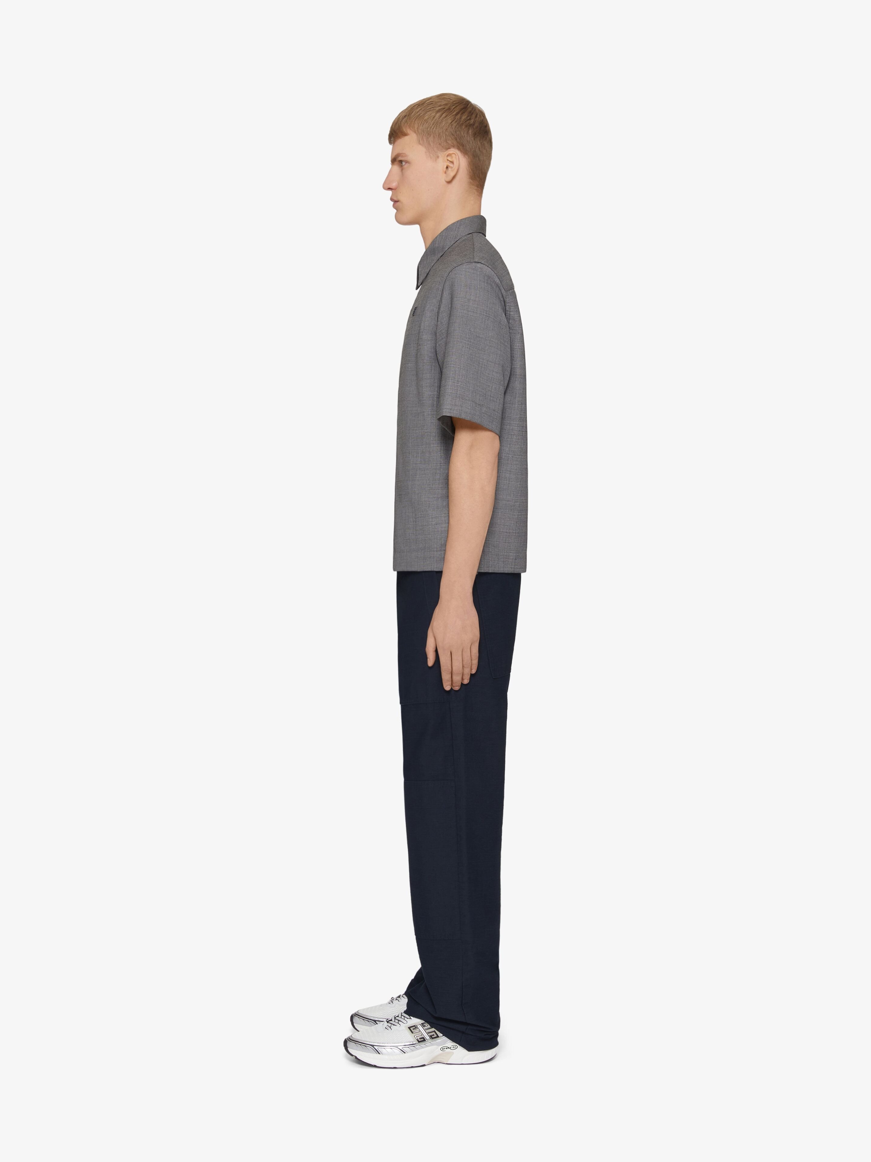 Givenchy Zipped Shirt In Wool With 4g Detail In Gray