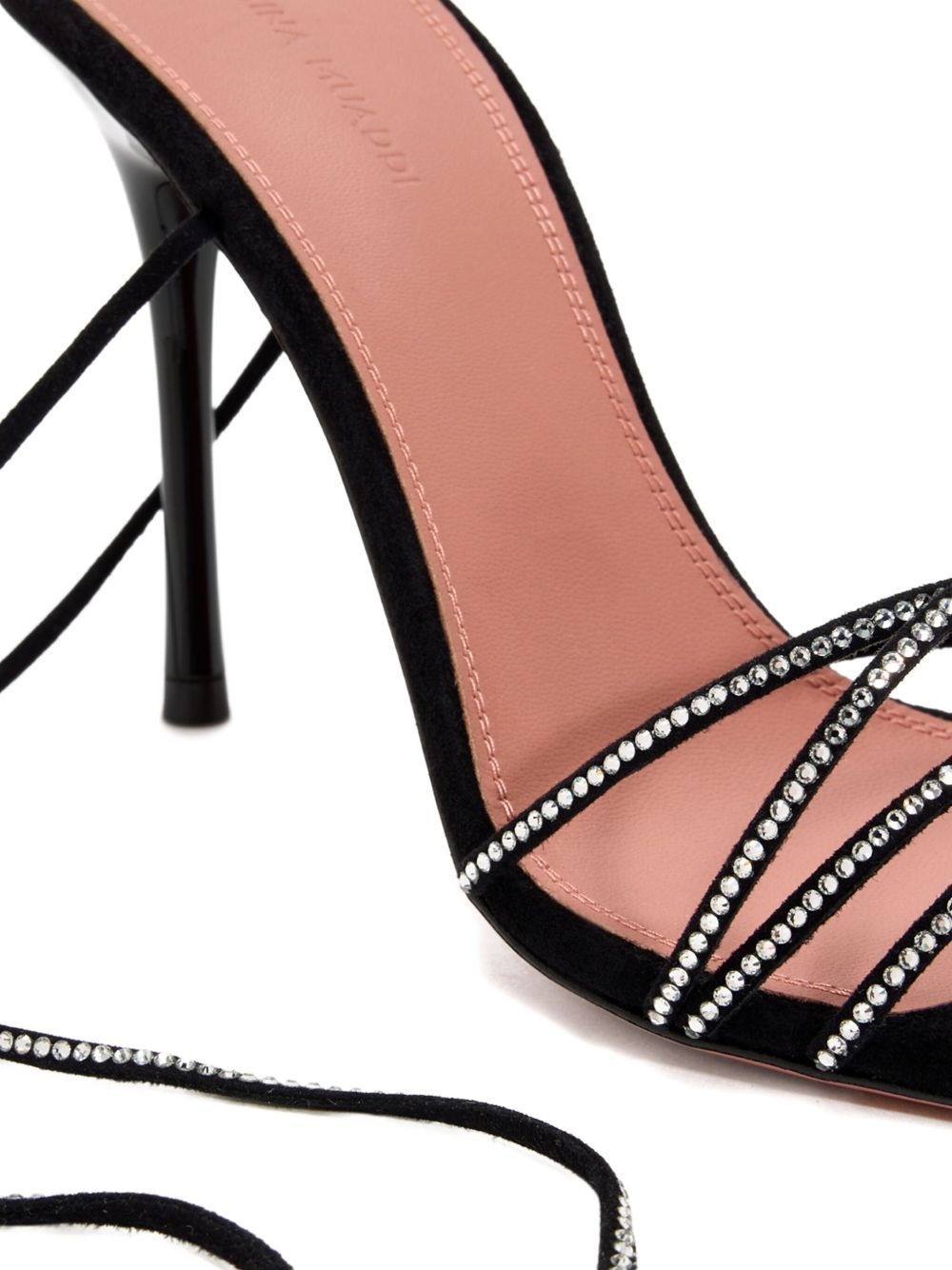 Amina Muaddi 95mm Lori Strappy Embellished Sandals In Black