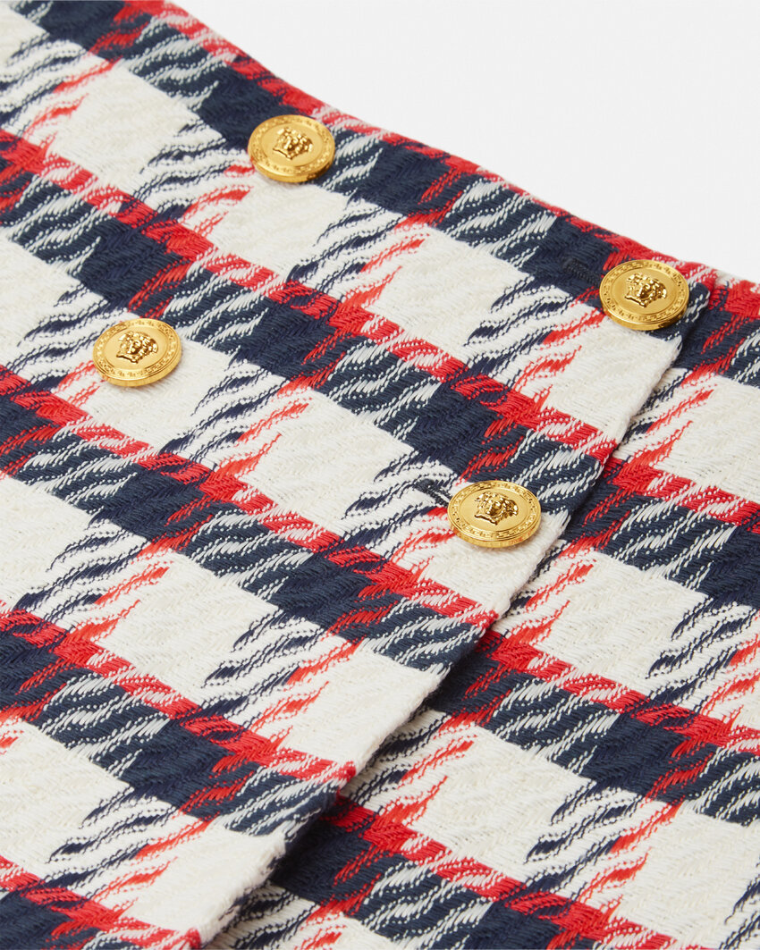 Versace Checked Tweed Mini Skirt In Multicolor