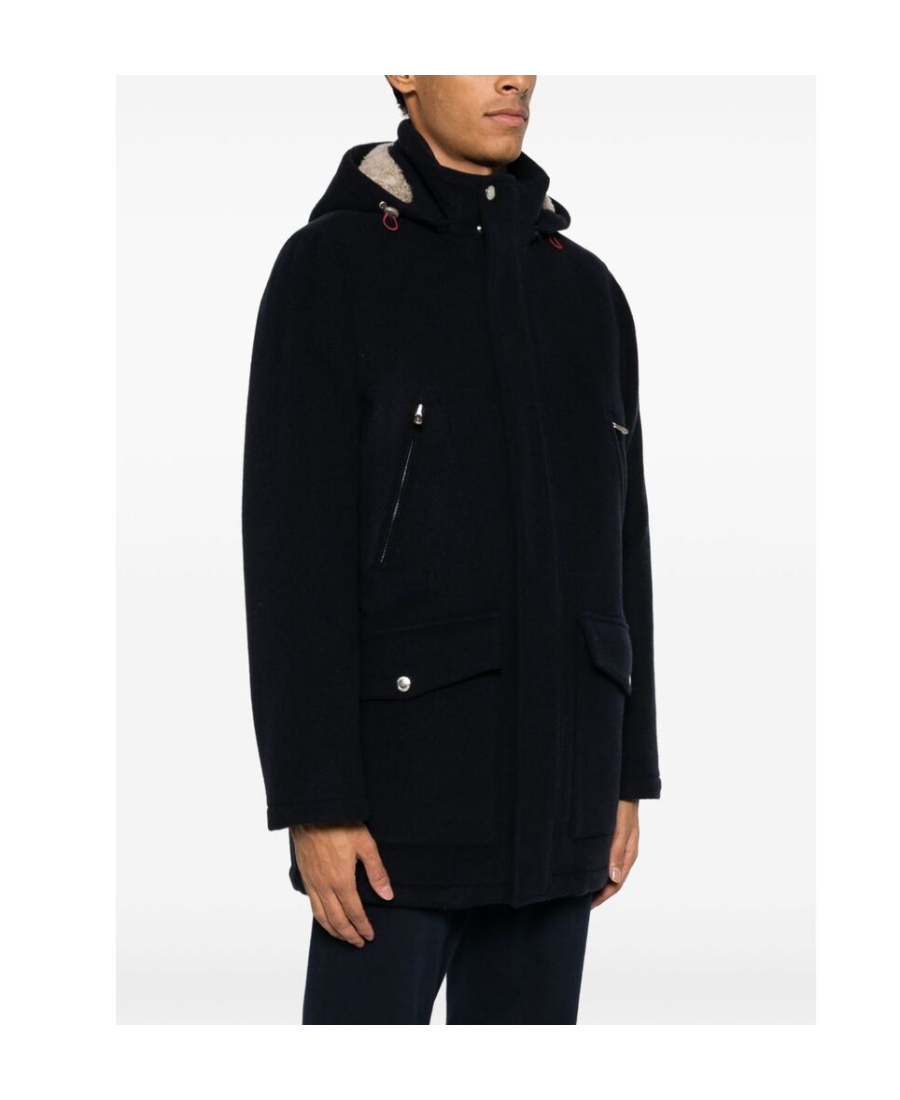 Brunello Cucinelli Concealed Fastened Hooded Parka In Black