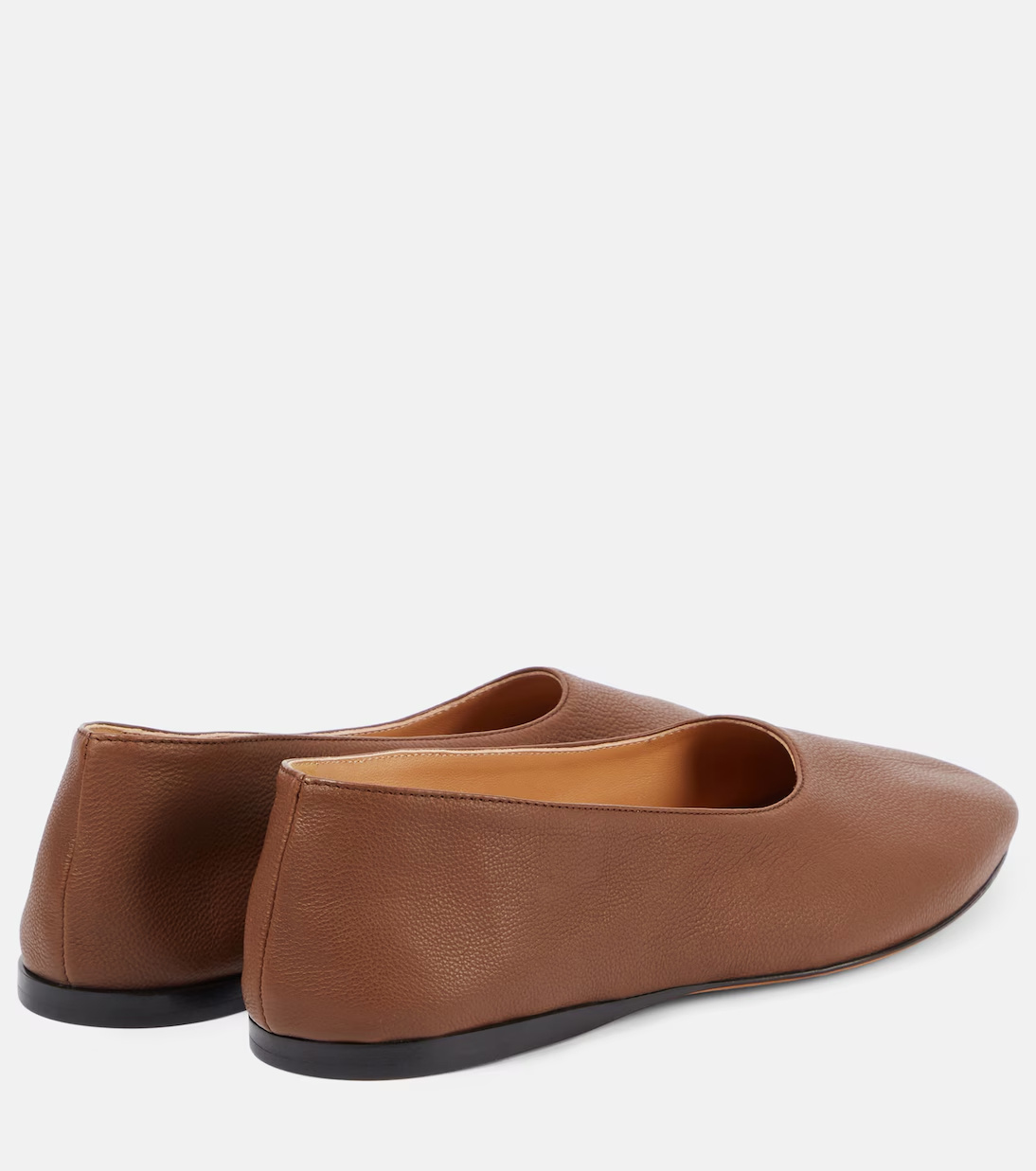 The Row Almond-toe Ballet Flats In Brown