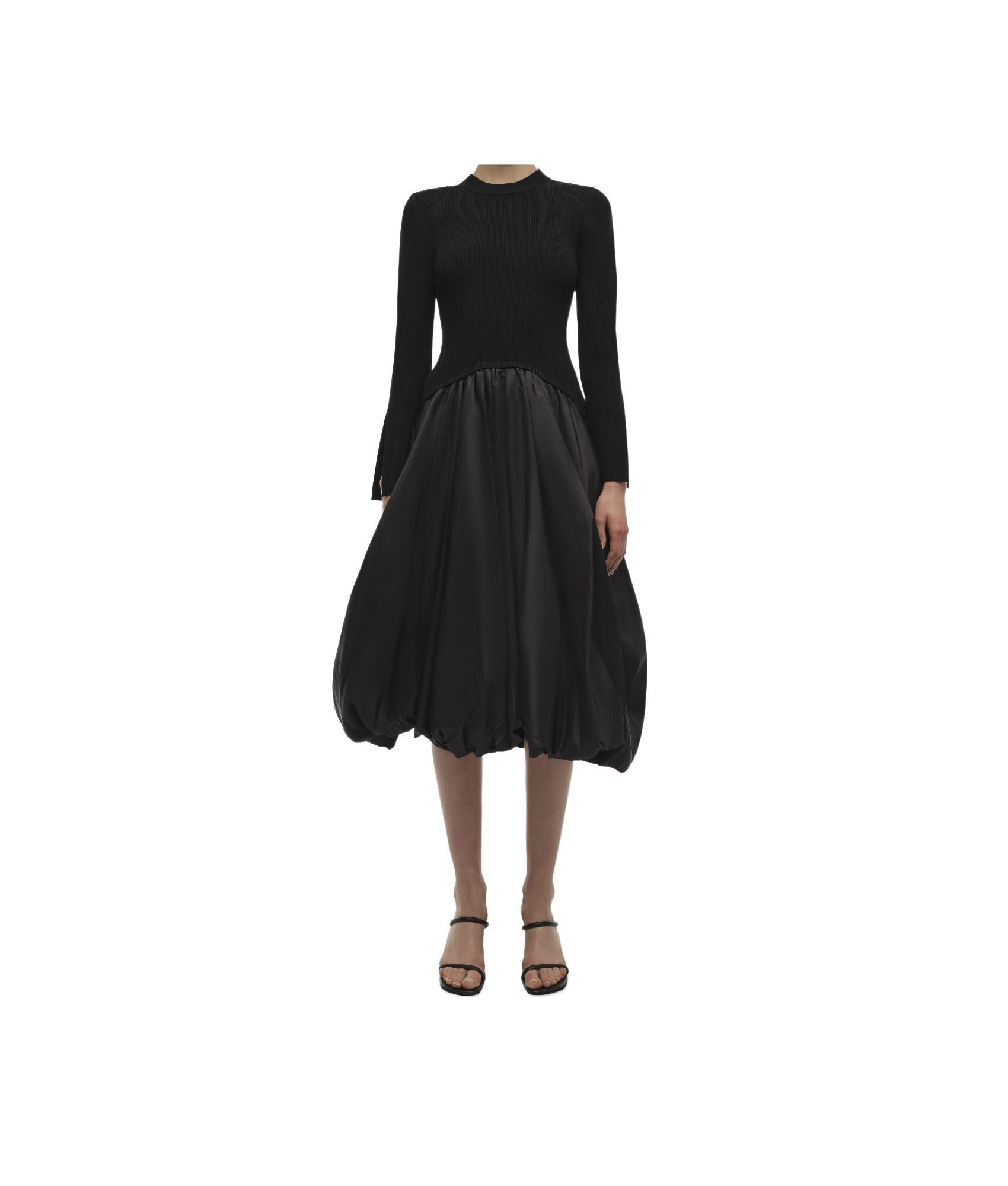 Simkhai Kenlie Mixed Media Bubble Midi Dress In Black