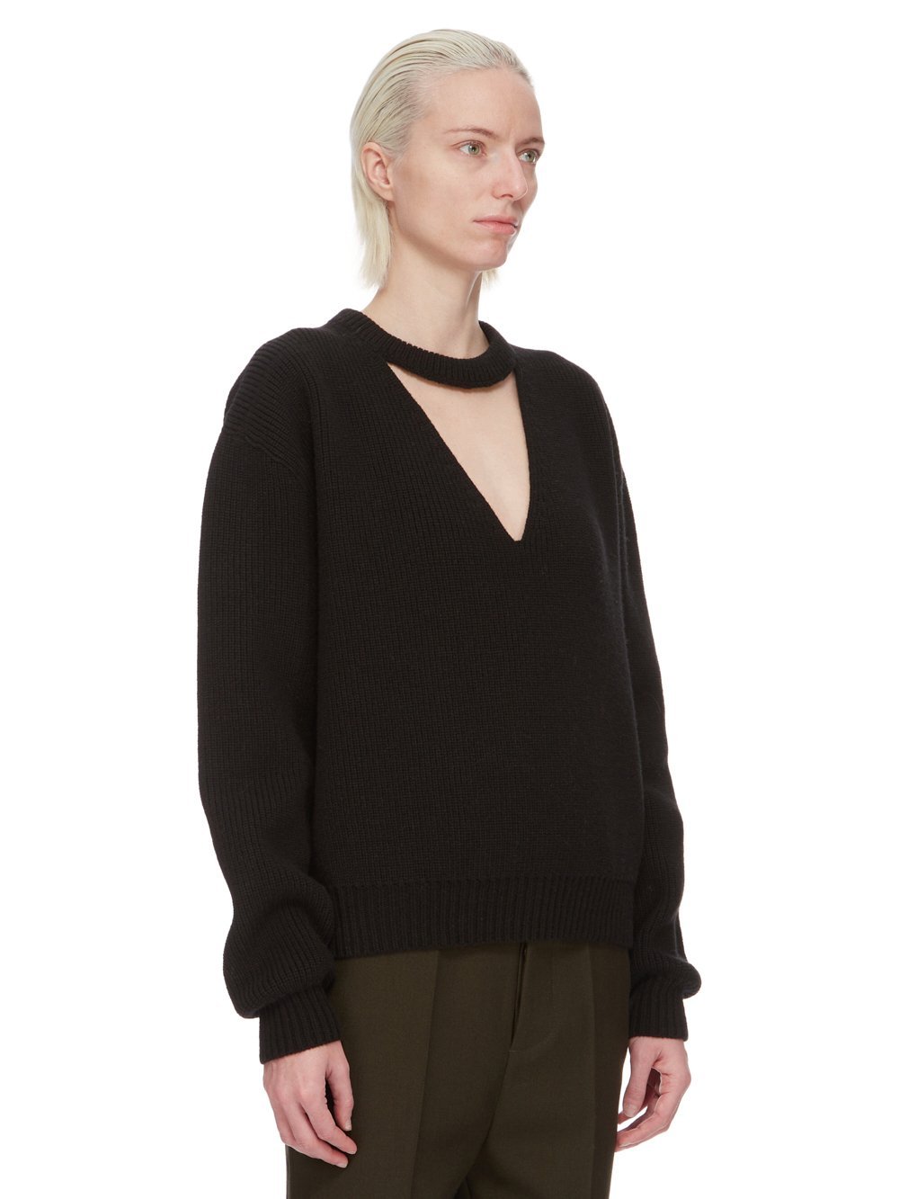 Rick Owens Black V-neck Wool Blend Sweater In Black