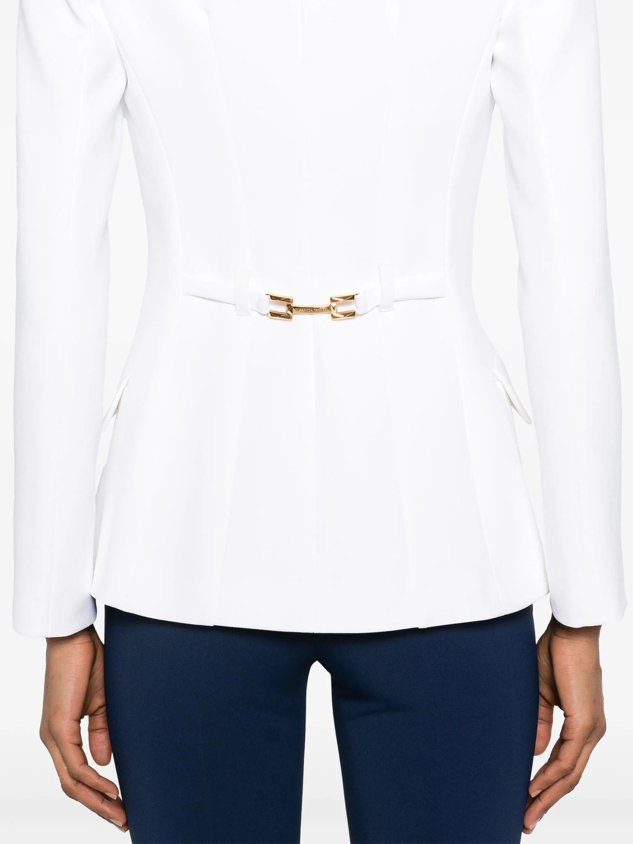 Elisabetta Franchi Krepp-blazer Mit Riemendetail In White