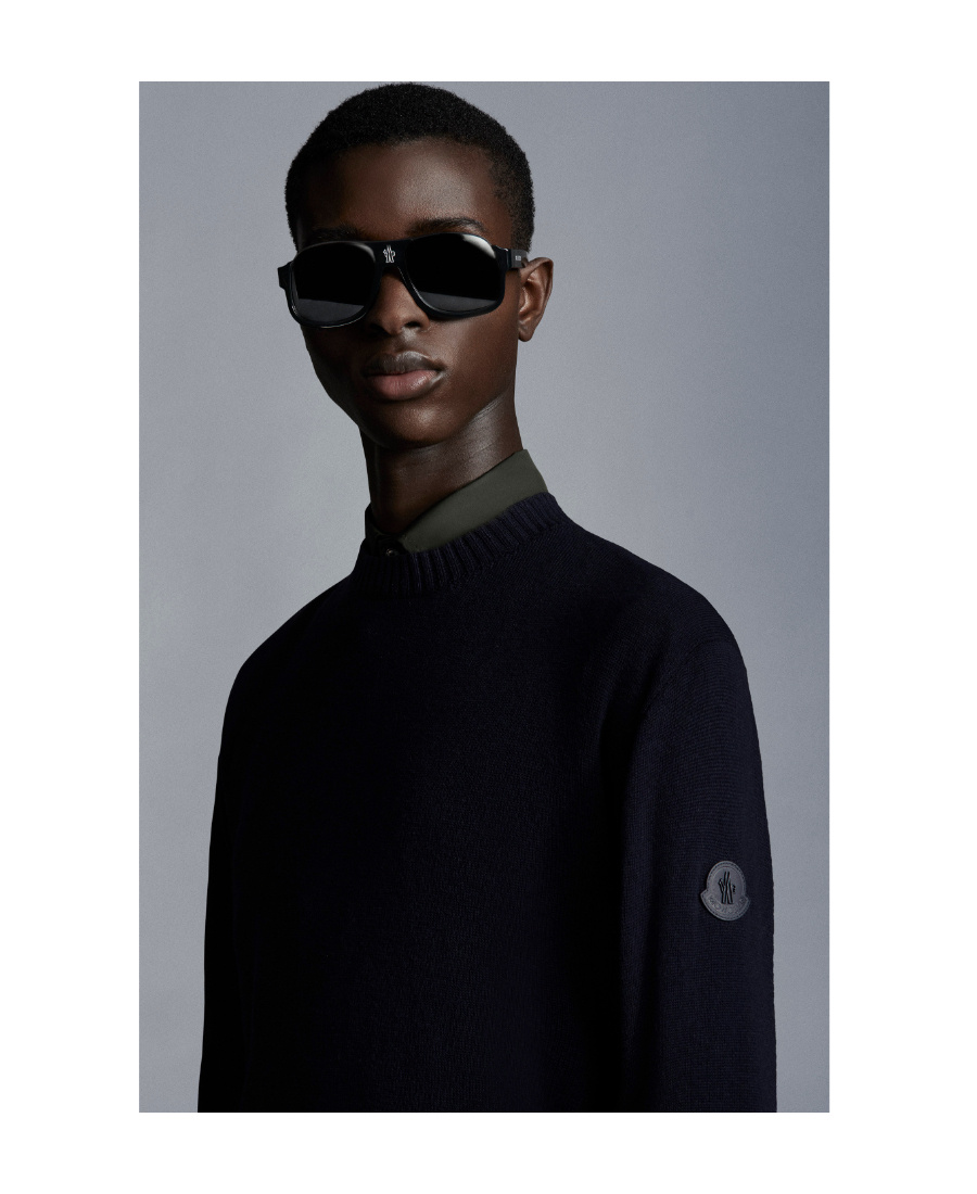 Moncler Wool And Cashmere Crewneck Sweater In Blue