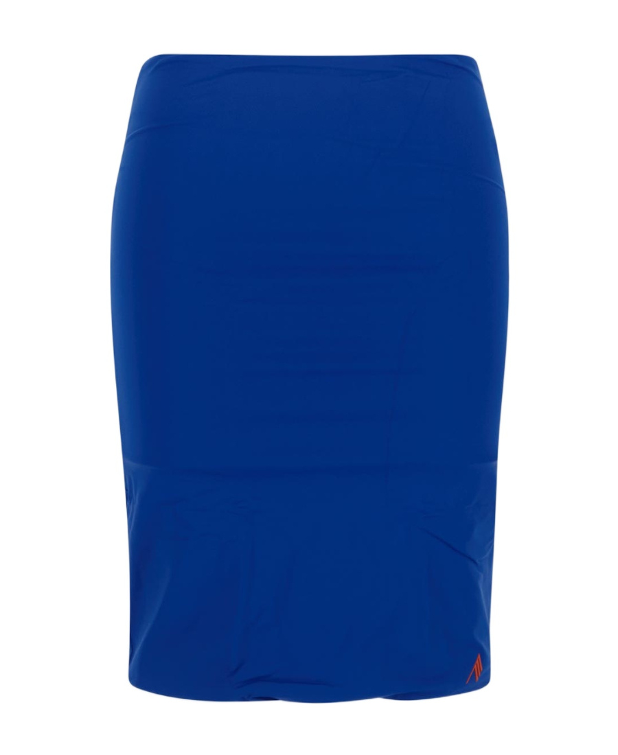 Attico Raised-logo Pencil Skirt In Blue