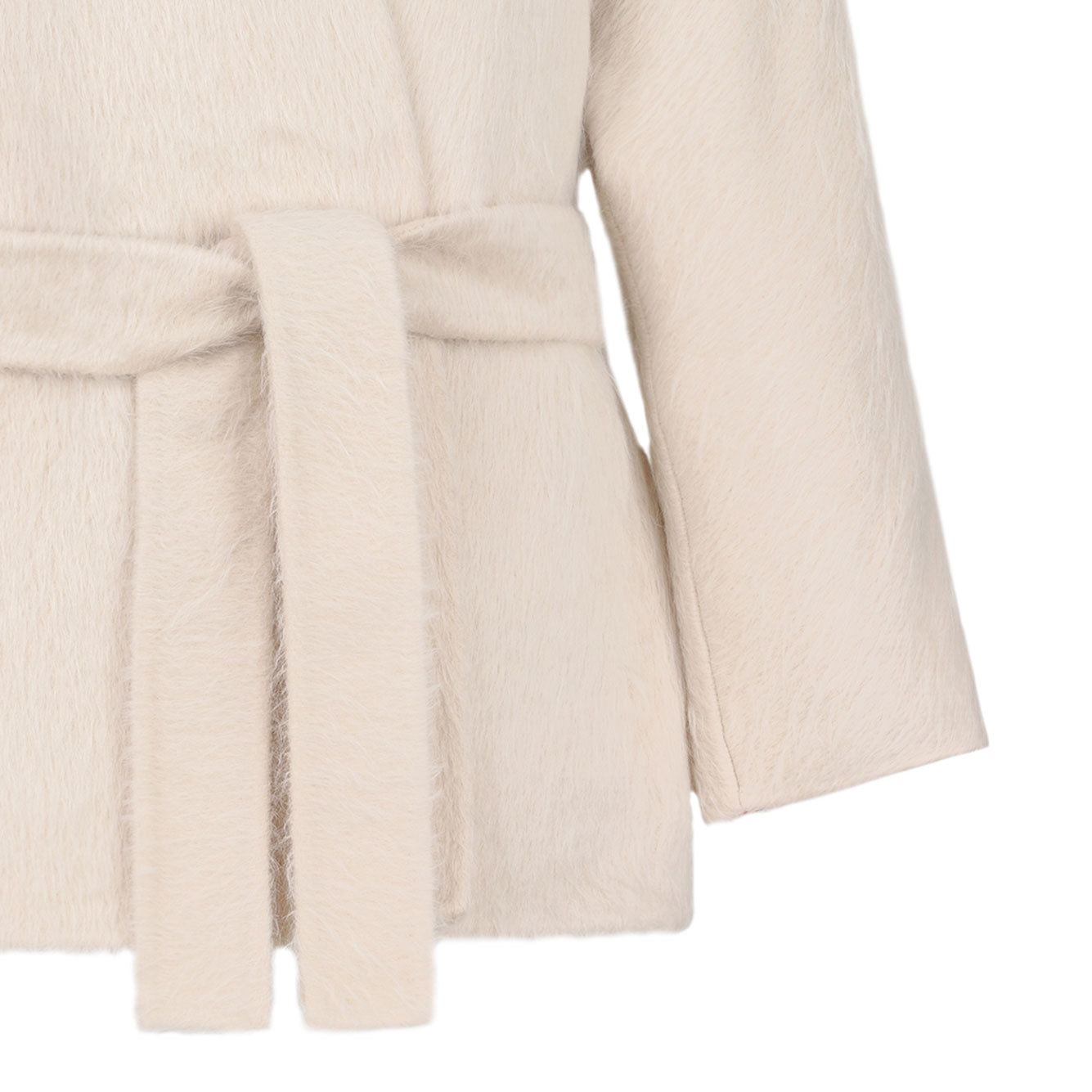 Max Mara Studio Long-sleeved Belted Coat In White