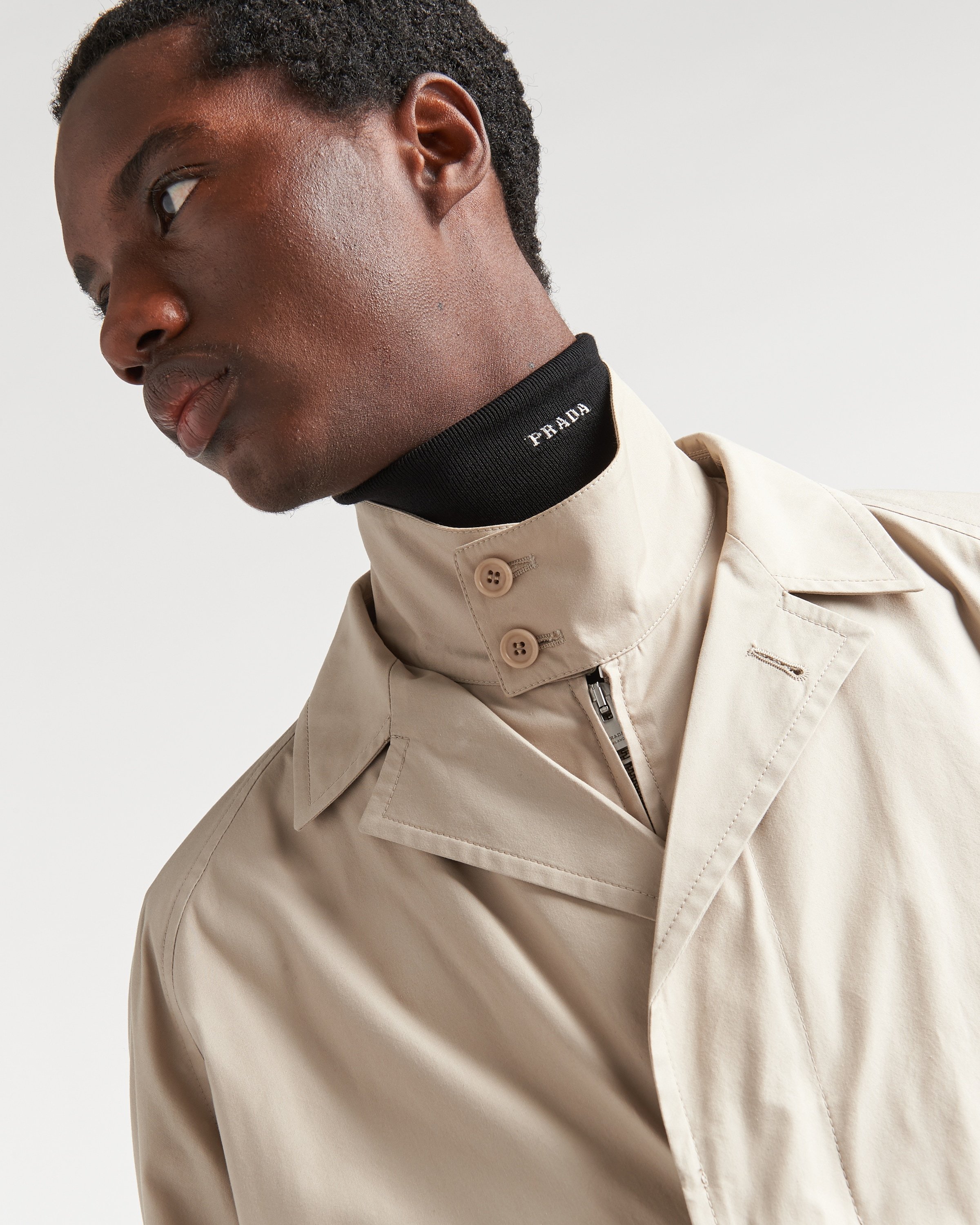 Prada Single-breasted Cotton Overcoat In Nude