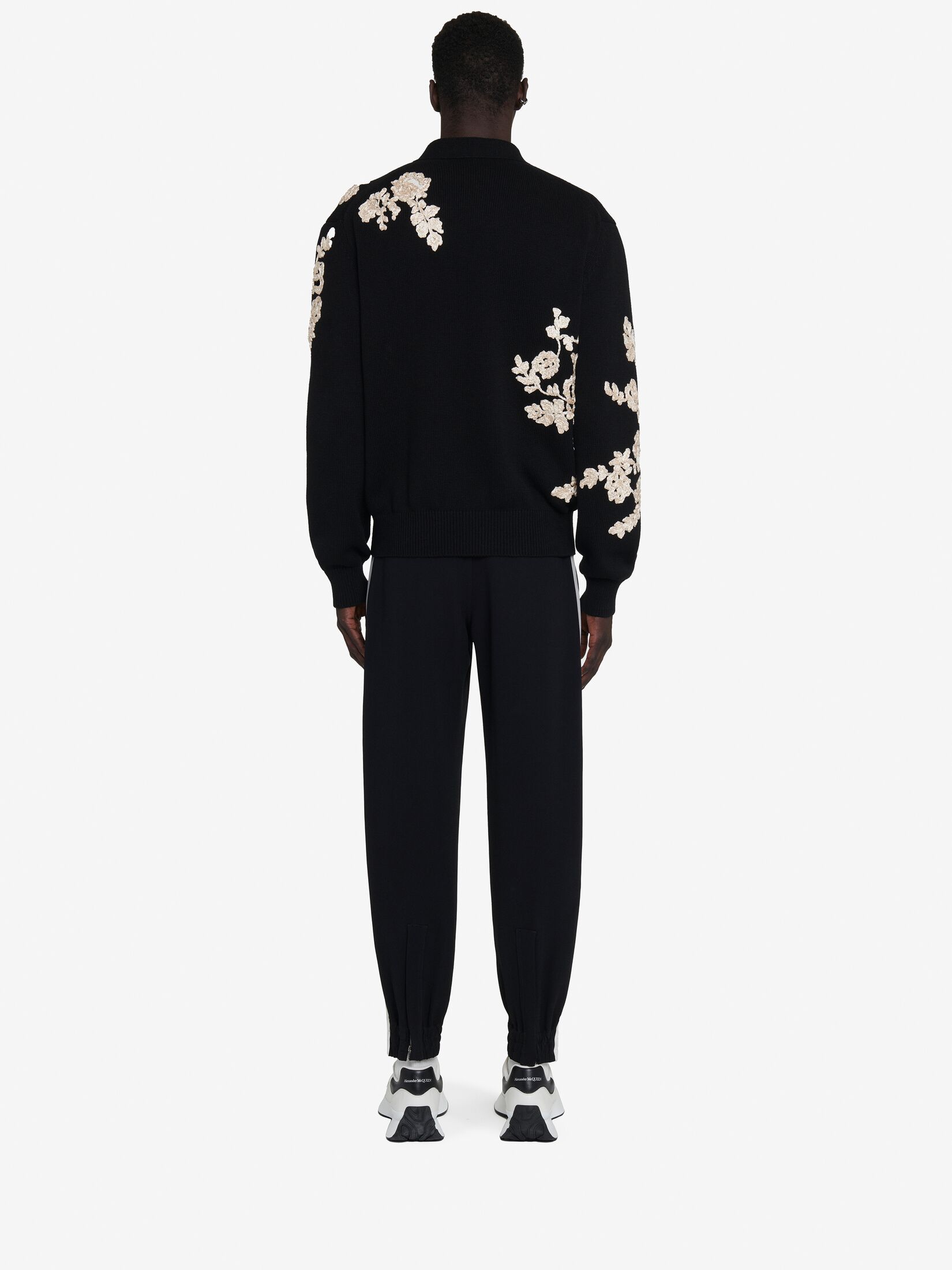 Alexander Mcqueen Striped Cady Track Pants In Black