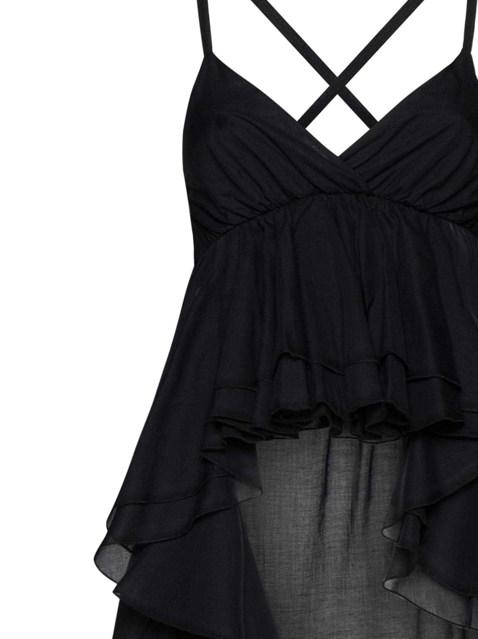 Kaos Ruffled Layered Sleeveless Blouse In Black