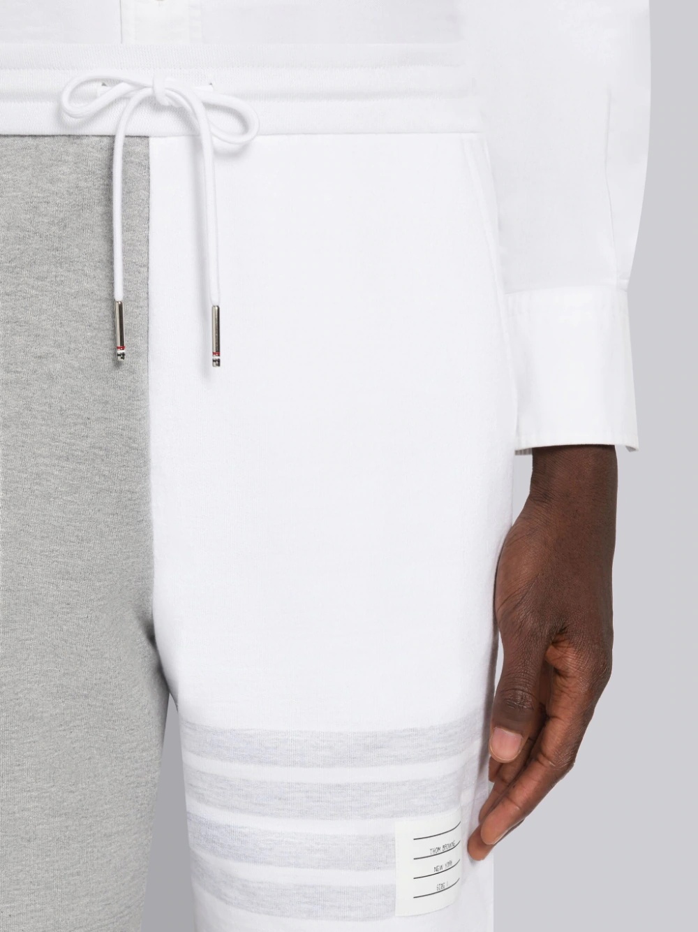Thom Browne Panelled Cotton Track Shorts In Gray