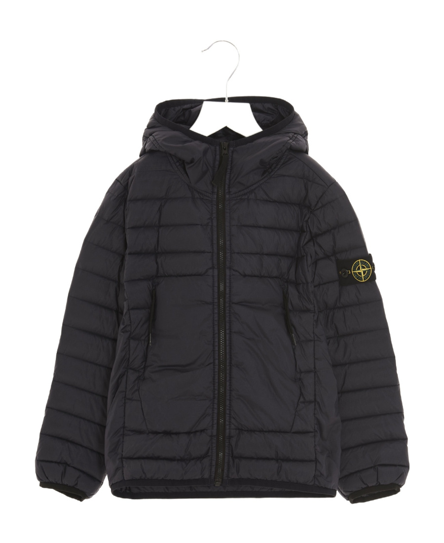 Stone Island Hooded Down Jacket In Black