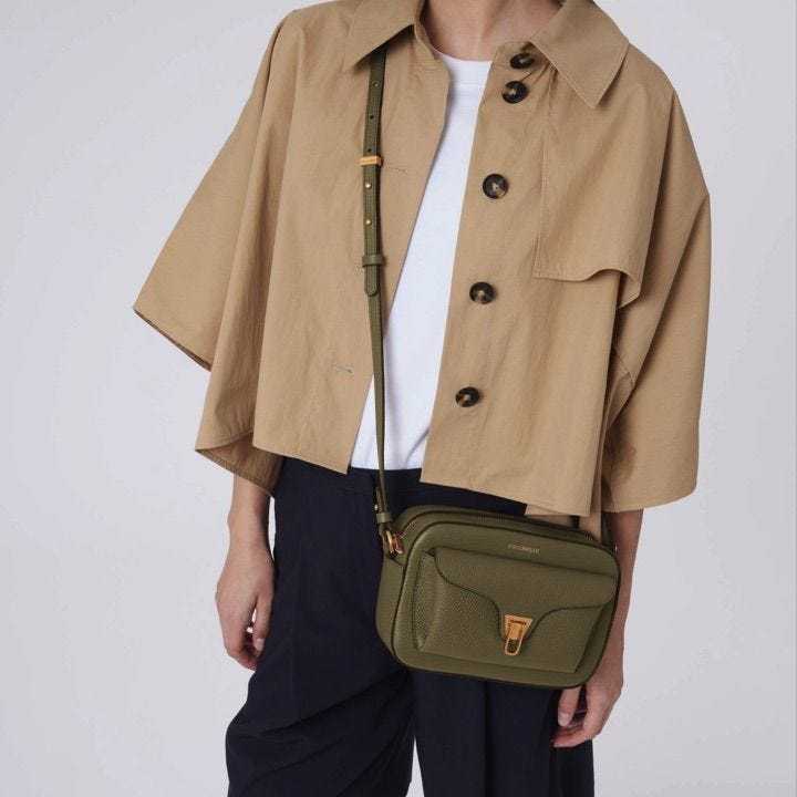 Shop Coccinelle Zippered Shoulder Bag In Brown