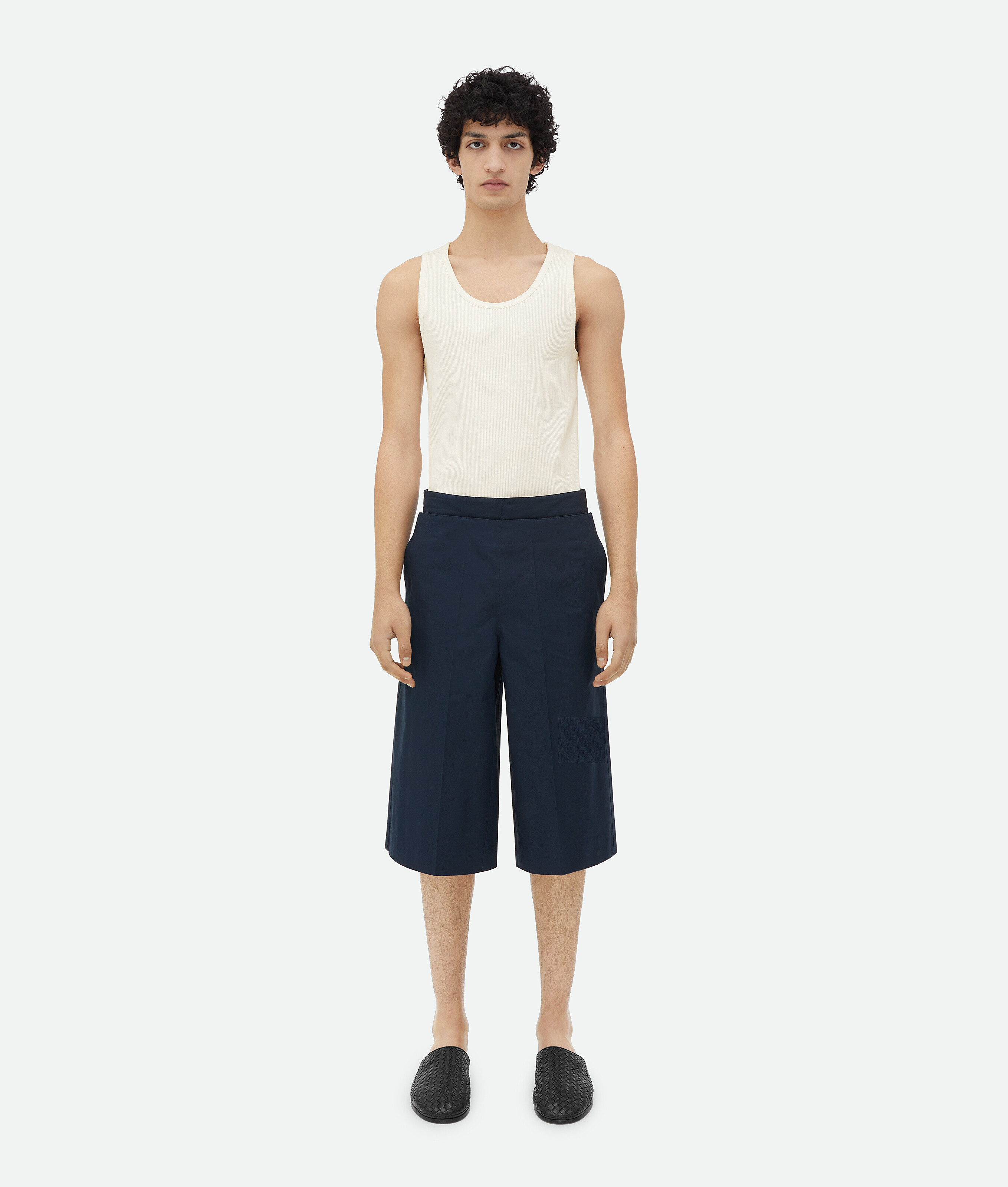 Bottega Veneta Layered Cotton Shorts In Blue