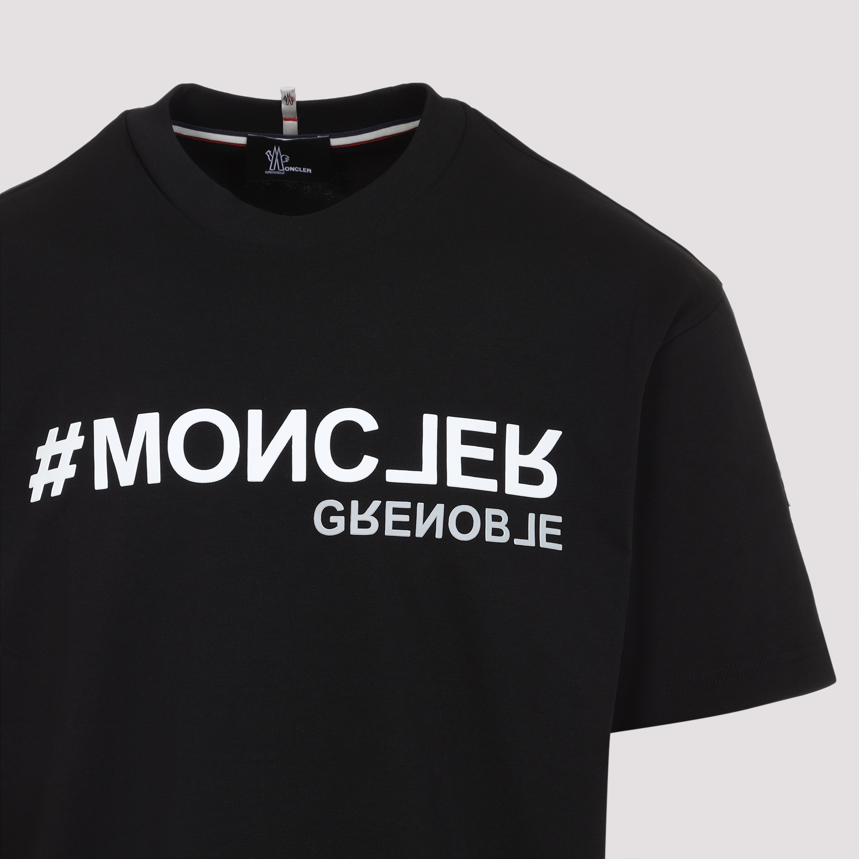 Moncler S Embossed-branding Crew-neck Relaxed-fit Cotton-jersey T-shirt Black In Black