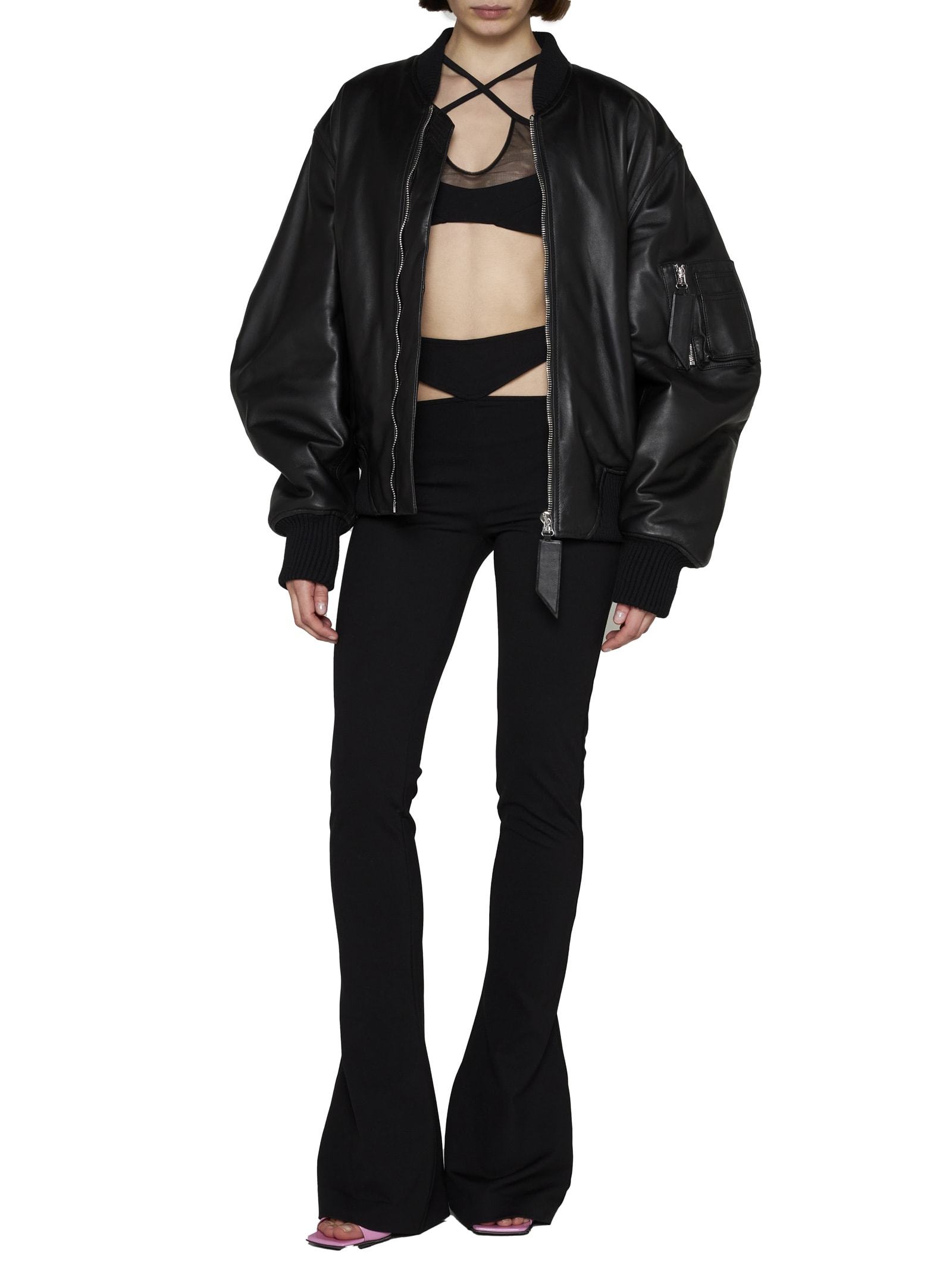 Attico Cut-out Flared Pants In Black