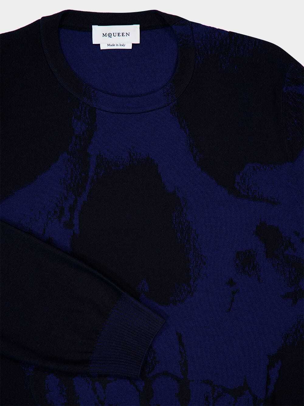 Alexander Mcqueen Mcqueen Skull Double Knit Wool Crewneck Sweater In Black