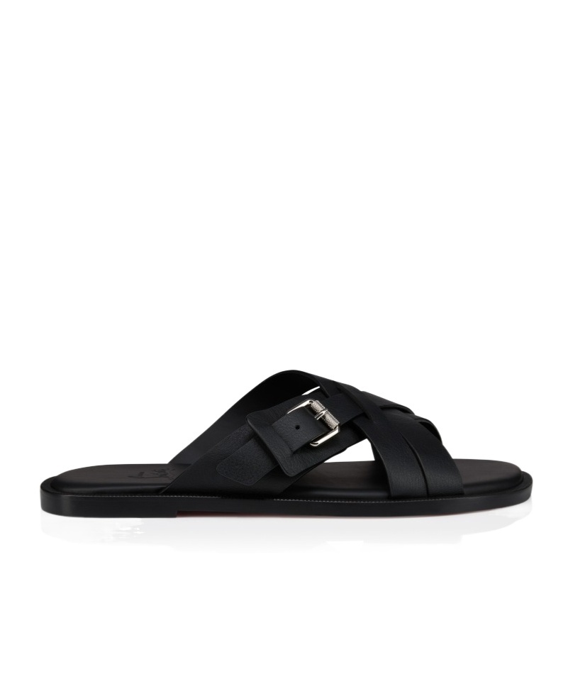 Christian Louboutin Leather Emircross Sandals In Black