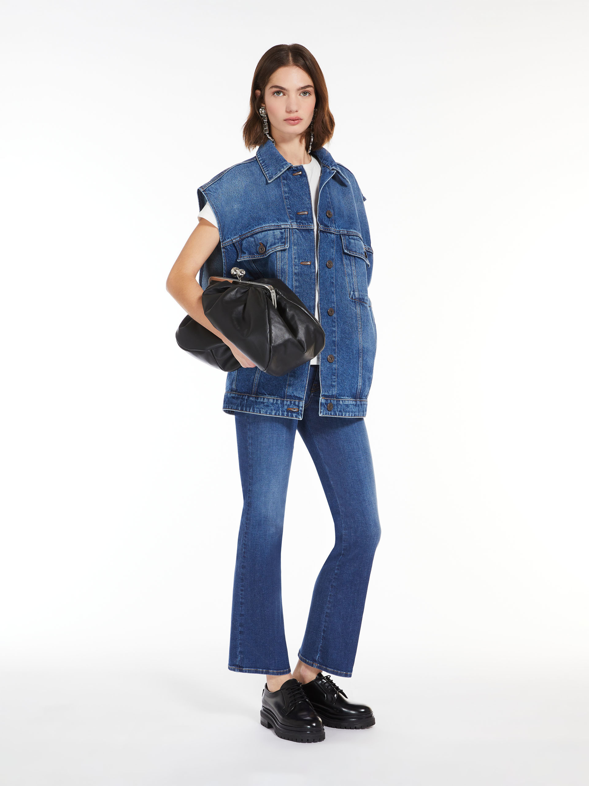 Shop Weekend Max Mara Sleeveless Denim Vest In Blue