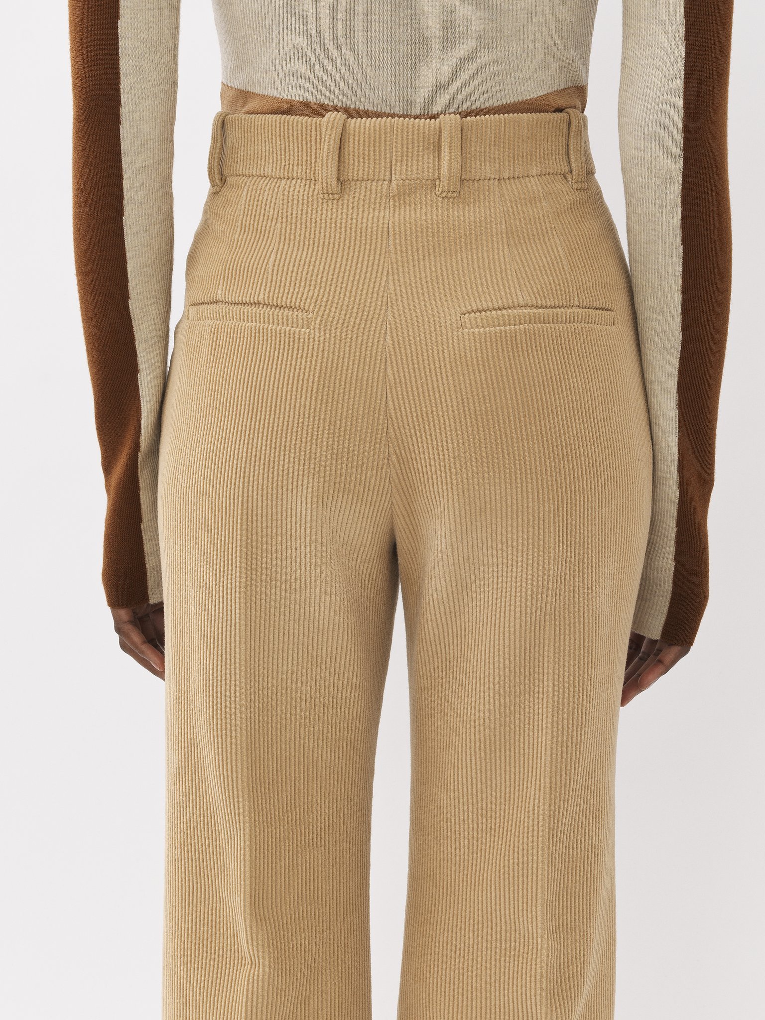 Shop Chloé Corduroy Tailored Flared Trousers In Nude