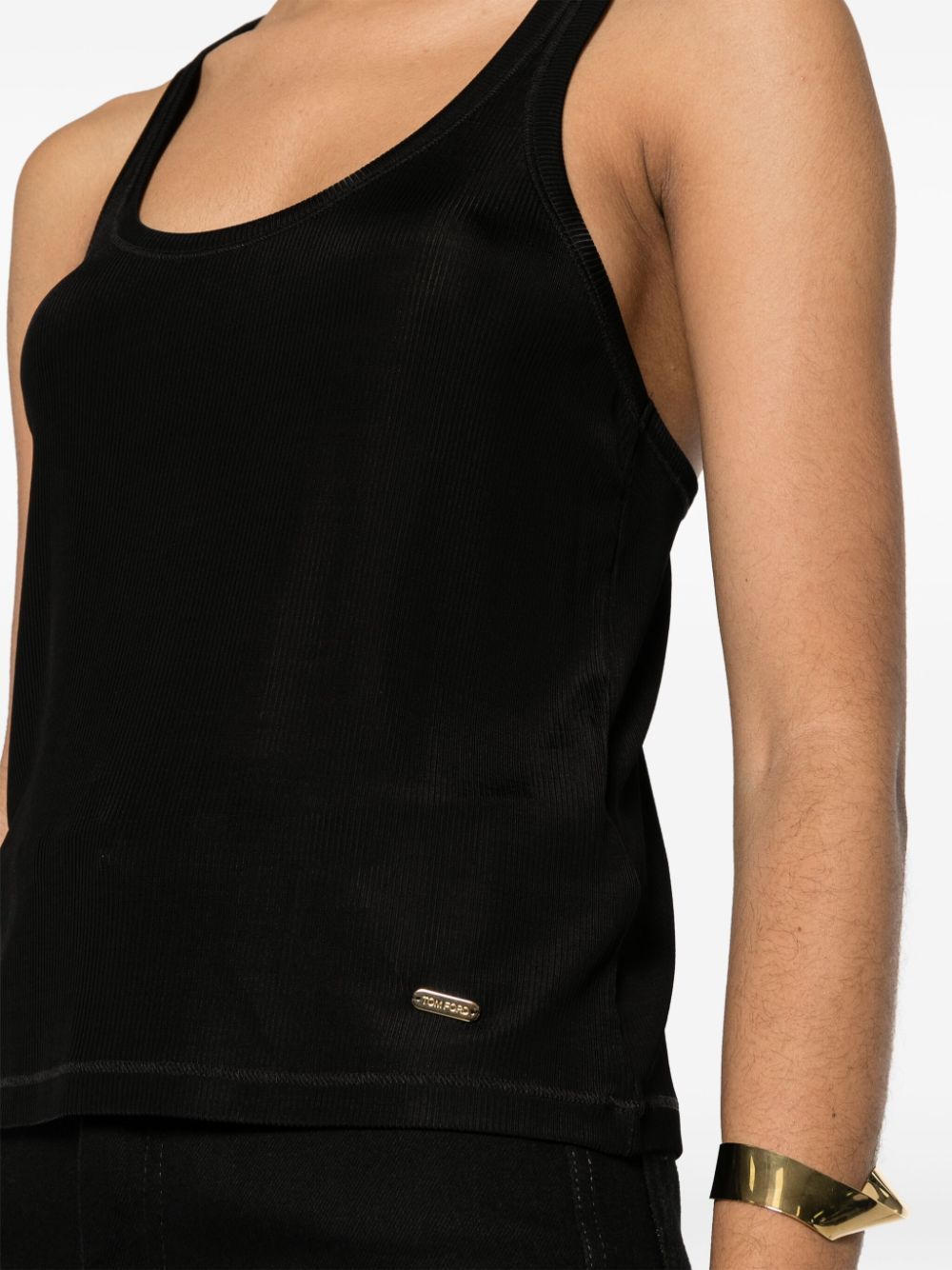 Shop Tom Ford Ribbed-knit Racerback Top In Black
