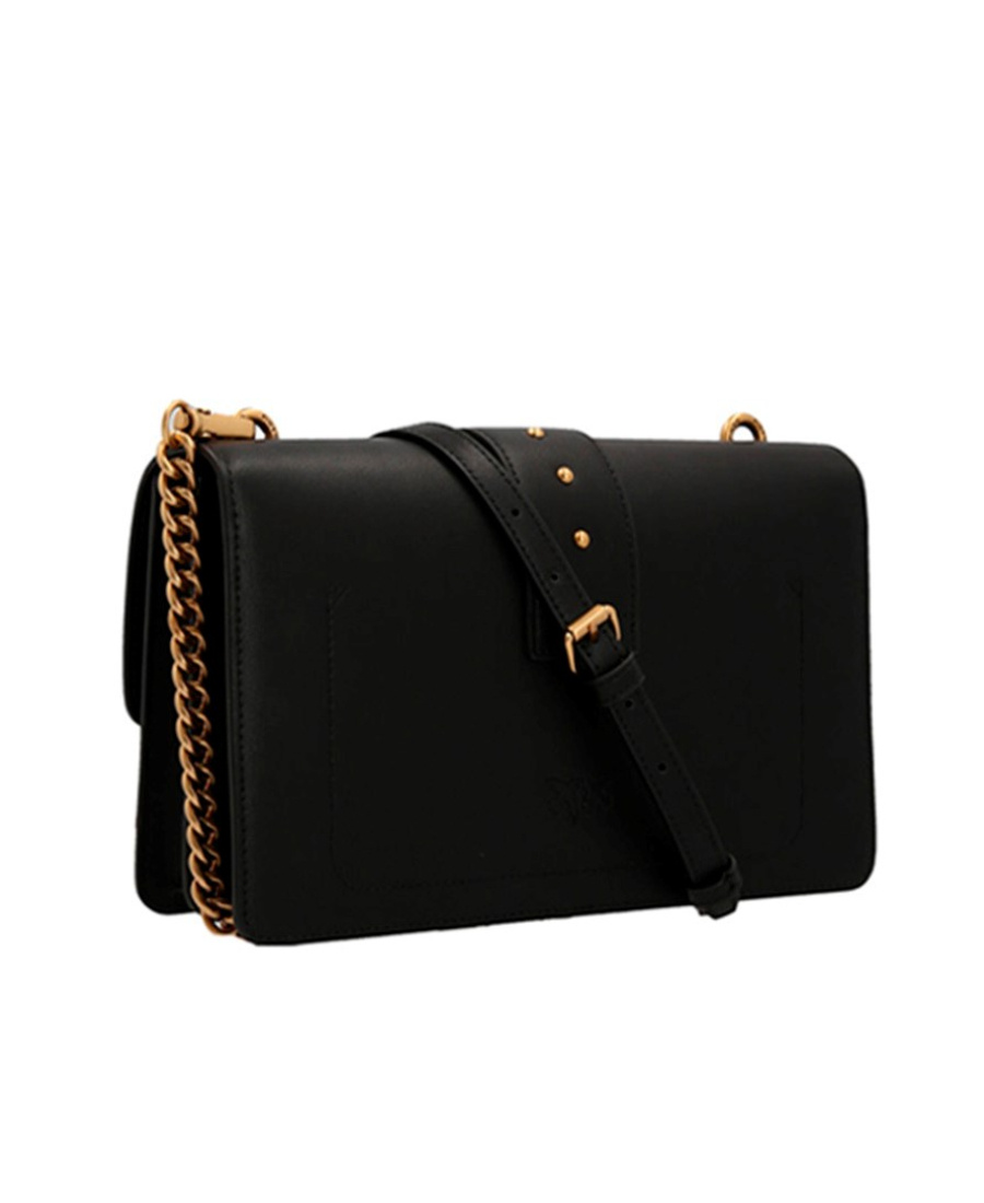 Shop Pinko Love One Leather Crossbody Bag In Black
