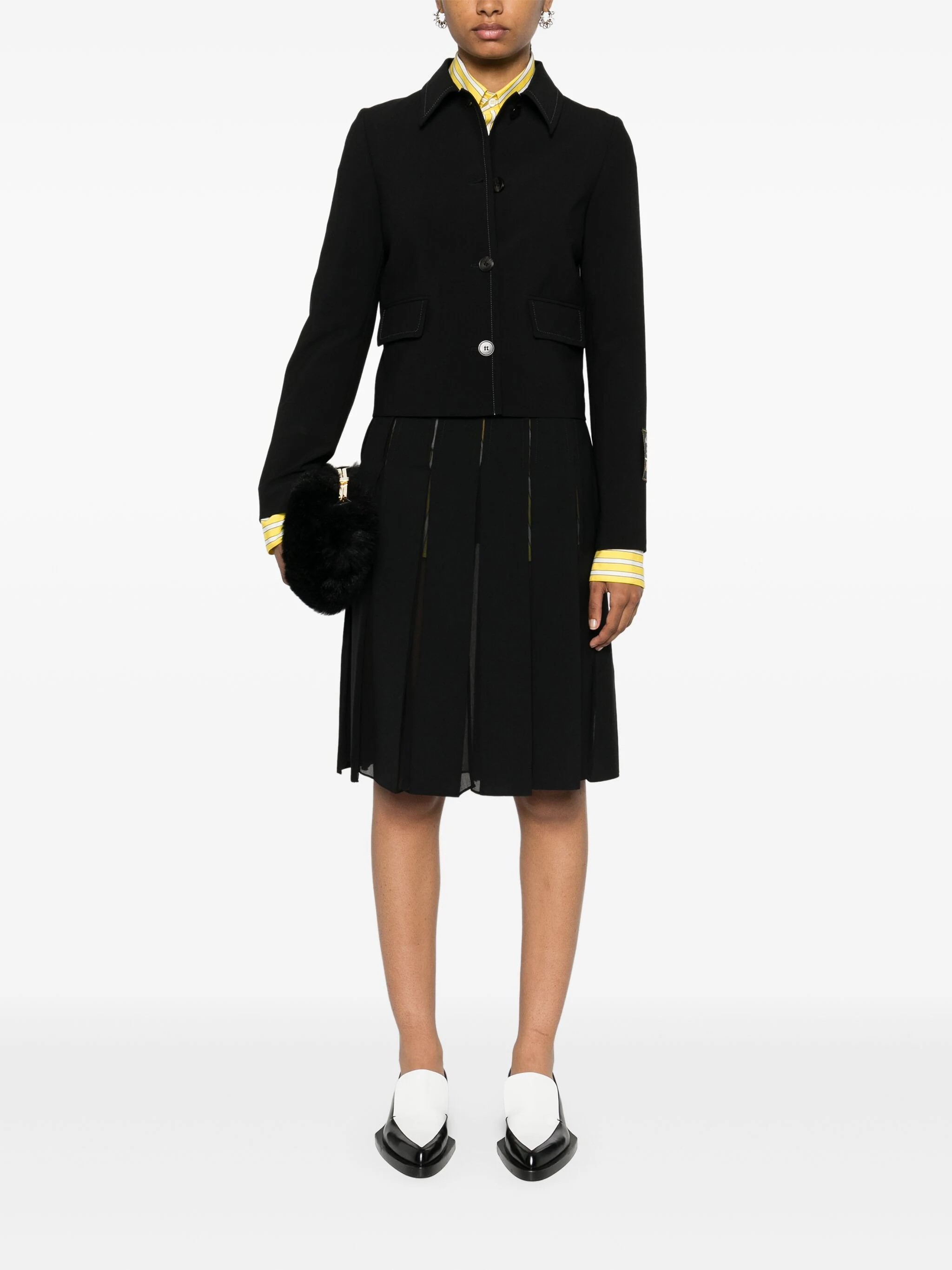 Marni Contrast-stitching Jacket In Black