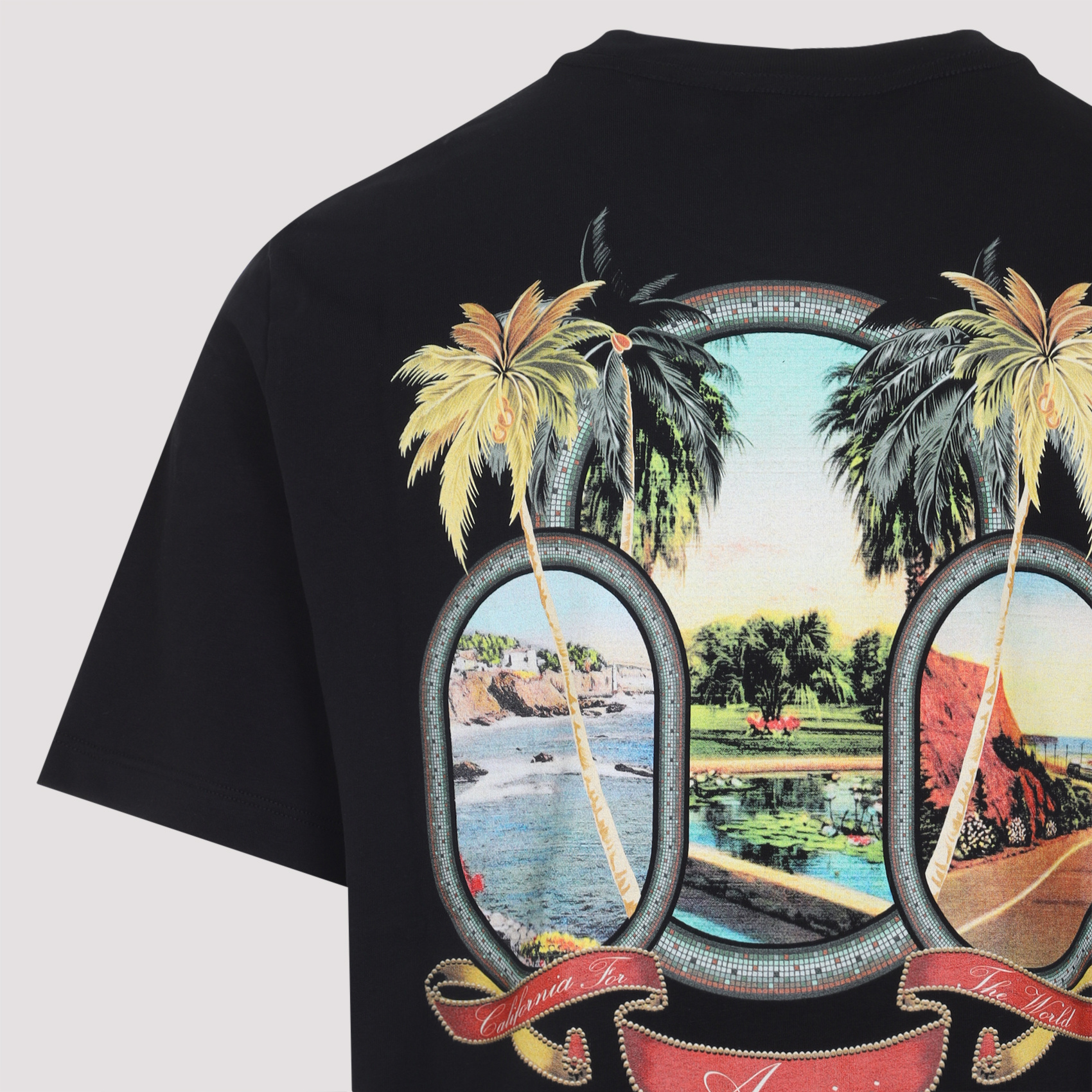 Amiri Black T-shirt With Logo Print And Graphic Design In Black