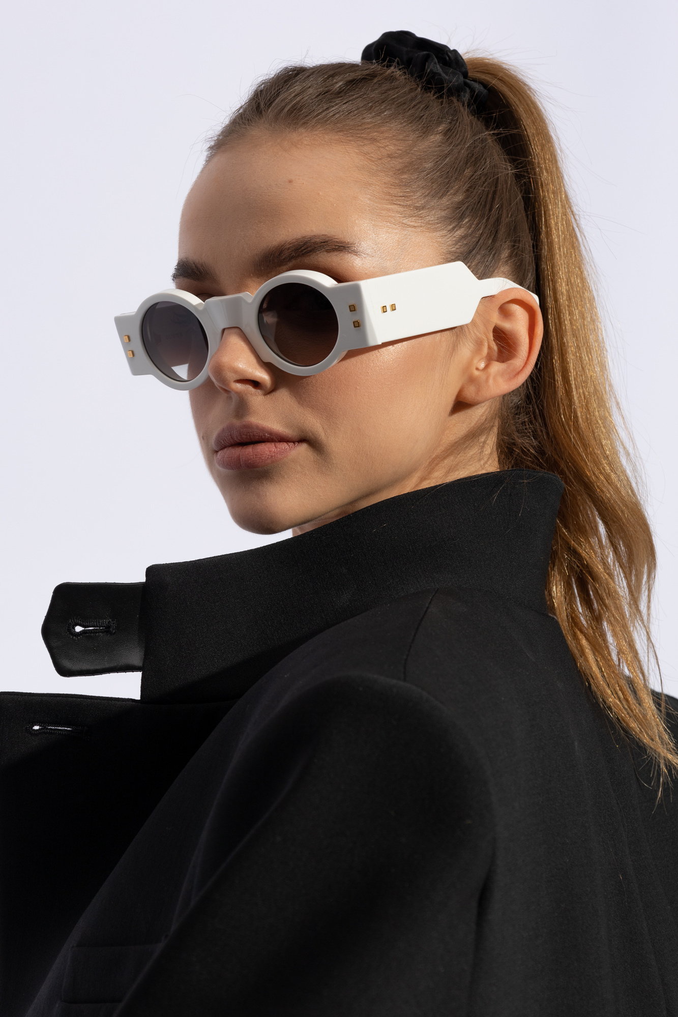 Balmain Olivier Round-frame Sunglasses In White