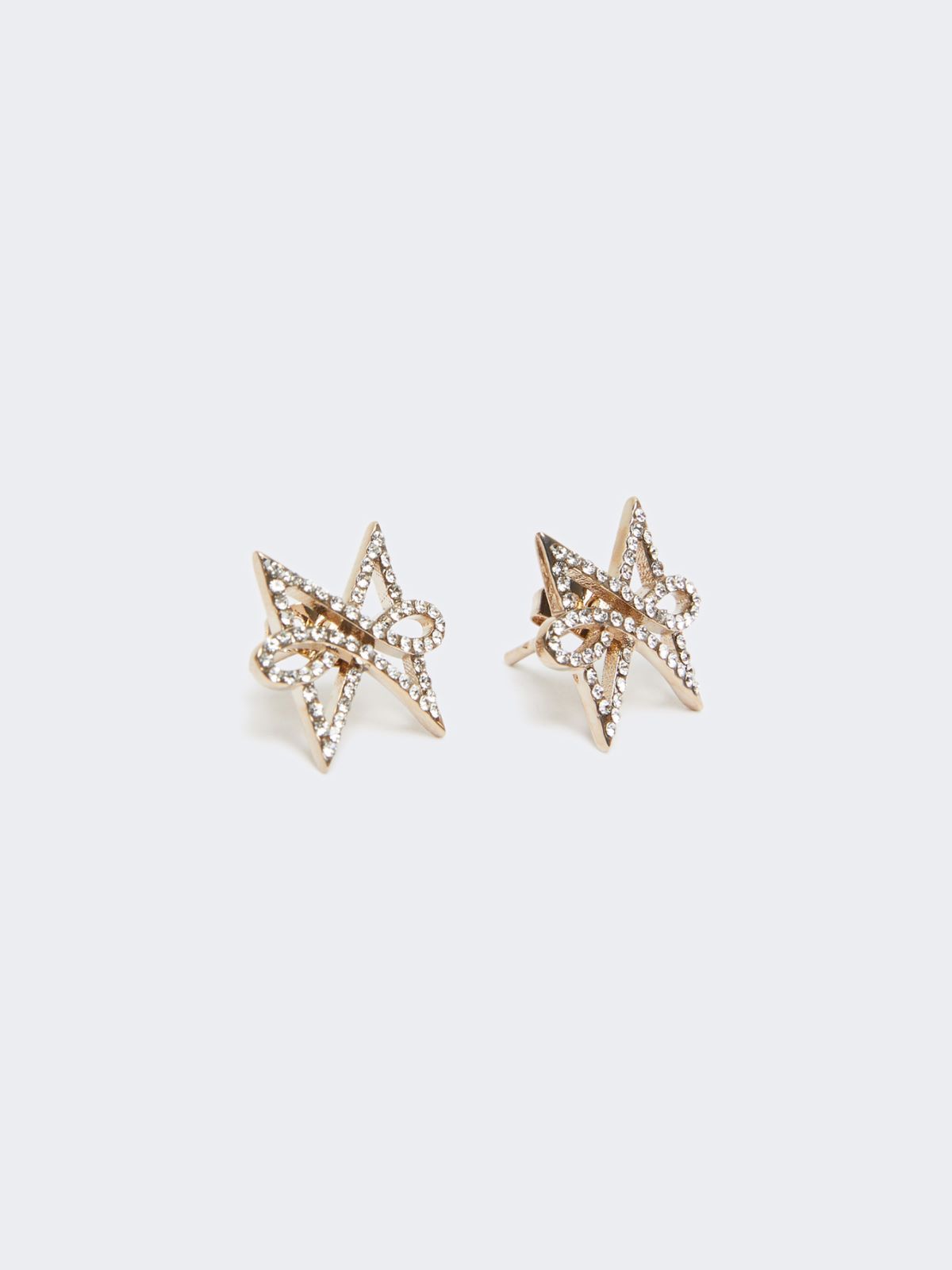 Max Mara Monogram Papillon Earrings With Crystals In Gold
