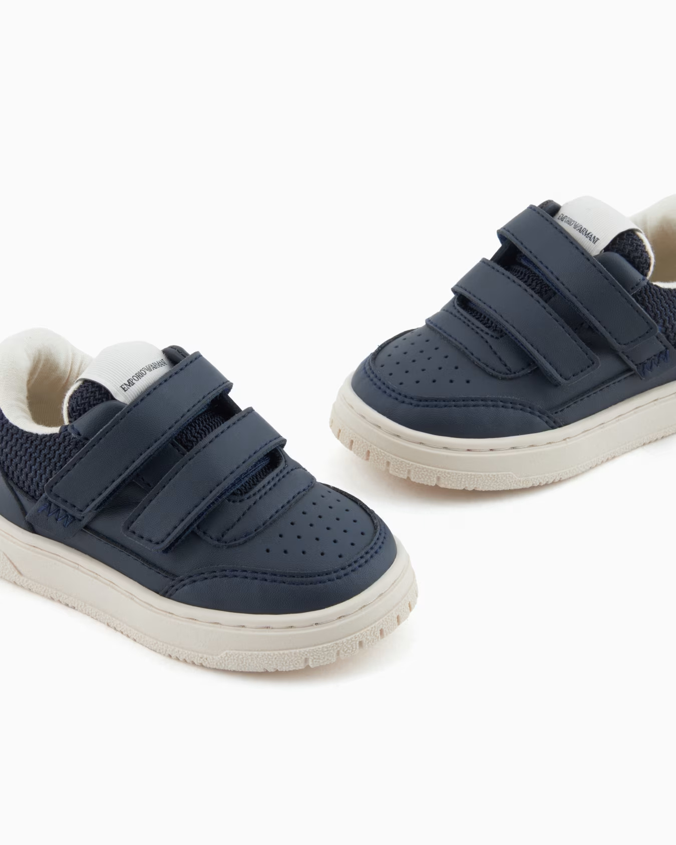 Emporio Armani Round Toe Sneakers In Blue