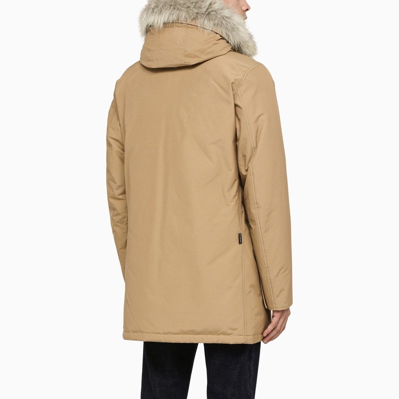 Woolrich Down Jacket "arctic" In Brown