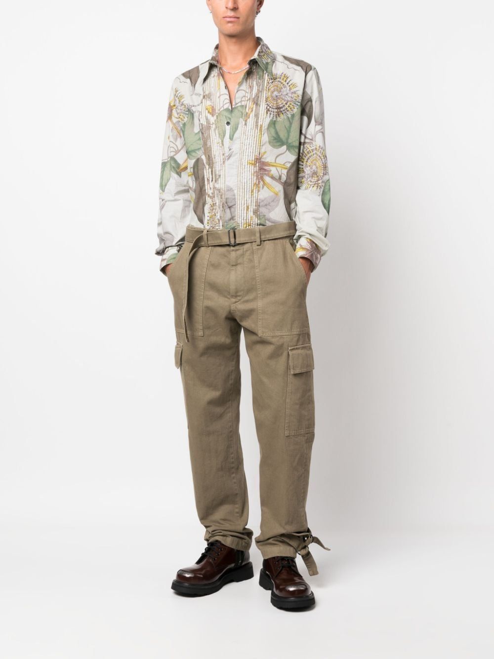 Dries Van Noten Belt Ring Casual Pants In Brown