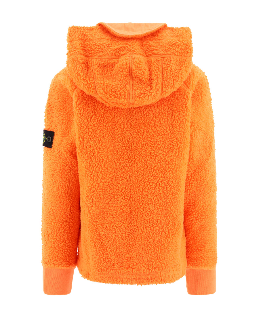 Stone Island Logo-patch Sleeve Hooded Jacket In Orange