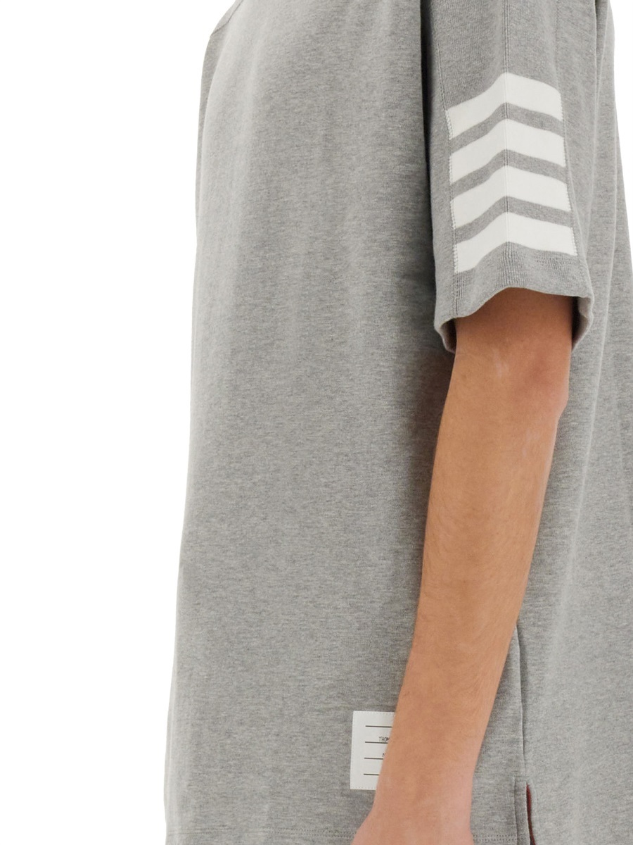 Thom Browne Cotton 4-bar Short Sleeve T-shirt In Gray