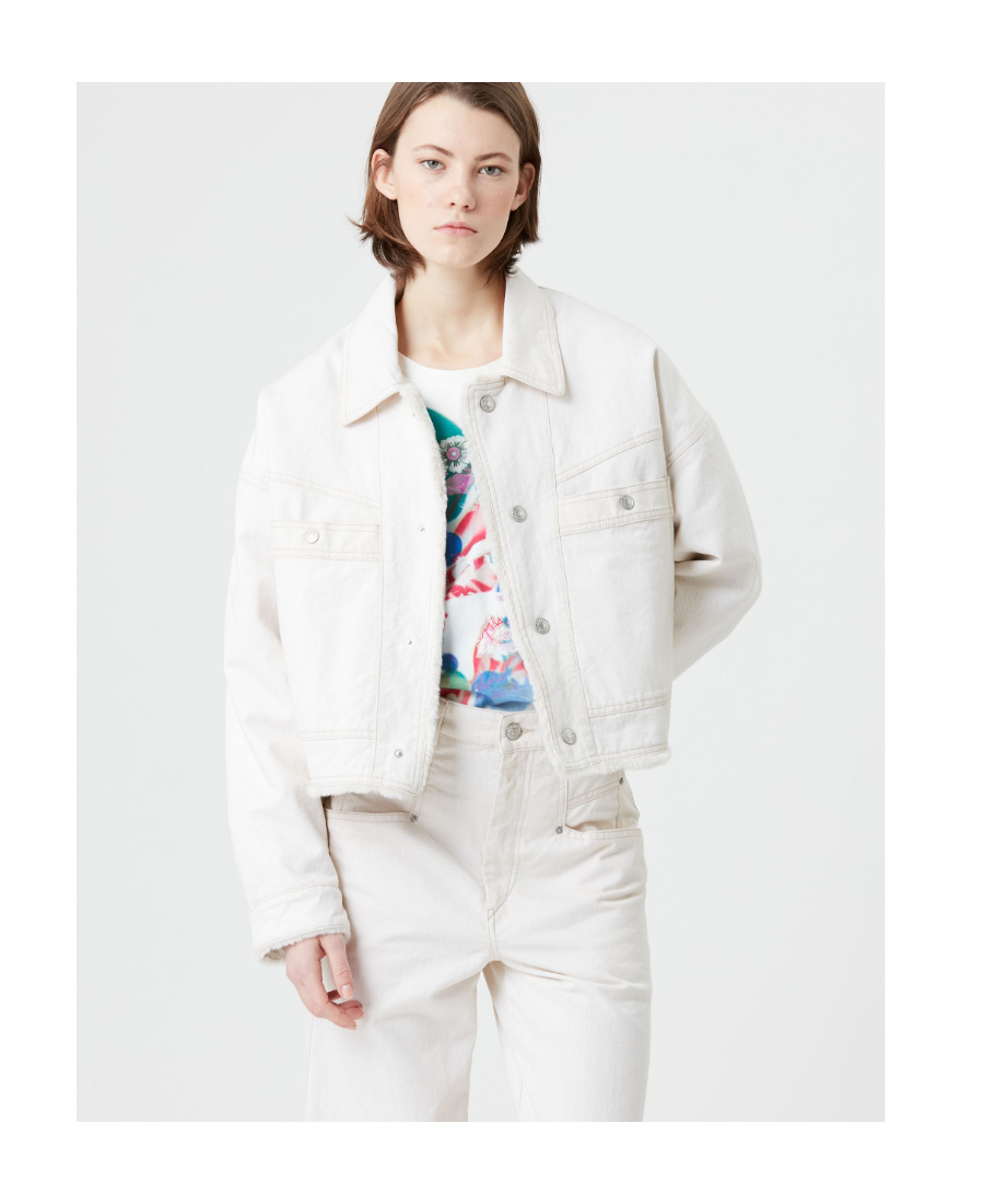 Shop Isabel Marant Paoleta Denim Jacket In White