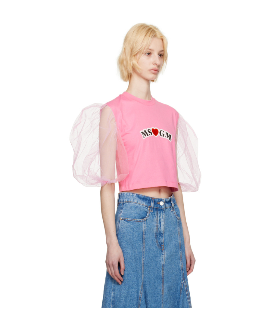 Msgm Lantern Sleeve T-shirt In Blue