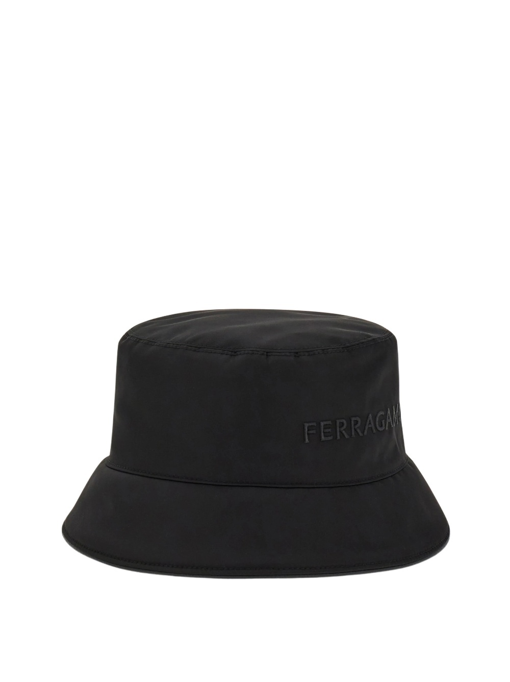 Ferragamo Bucket Hat With Embroidered Logo In Black