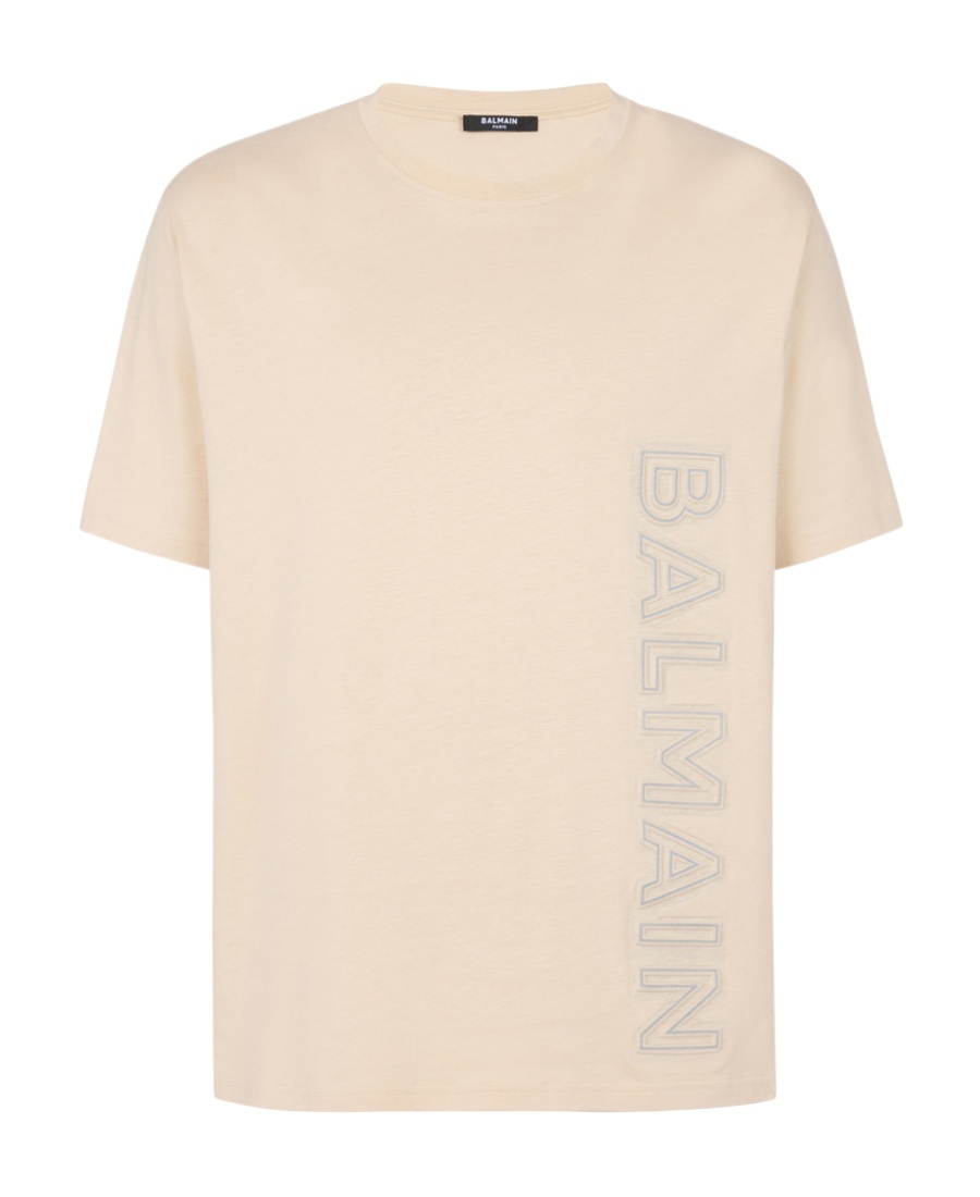 Shop Balmain Embossed T-shirt In Nude