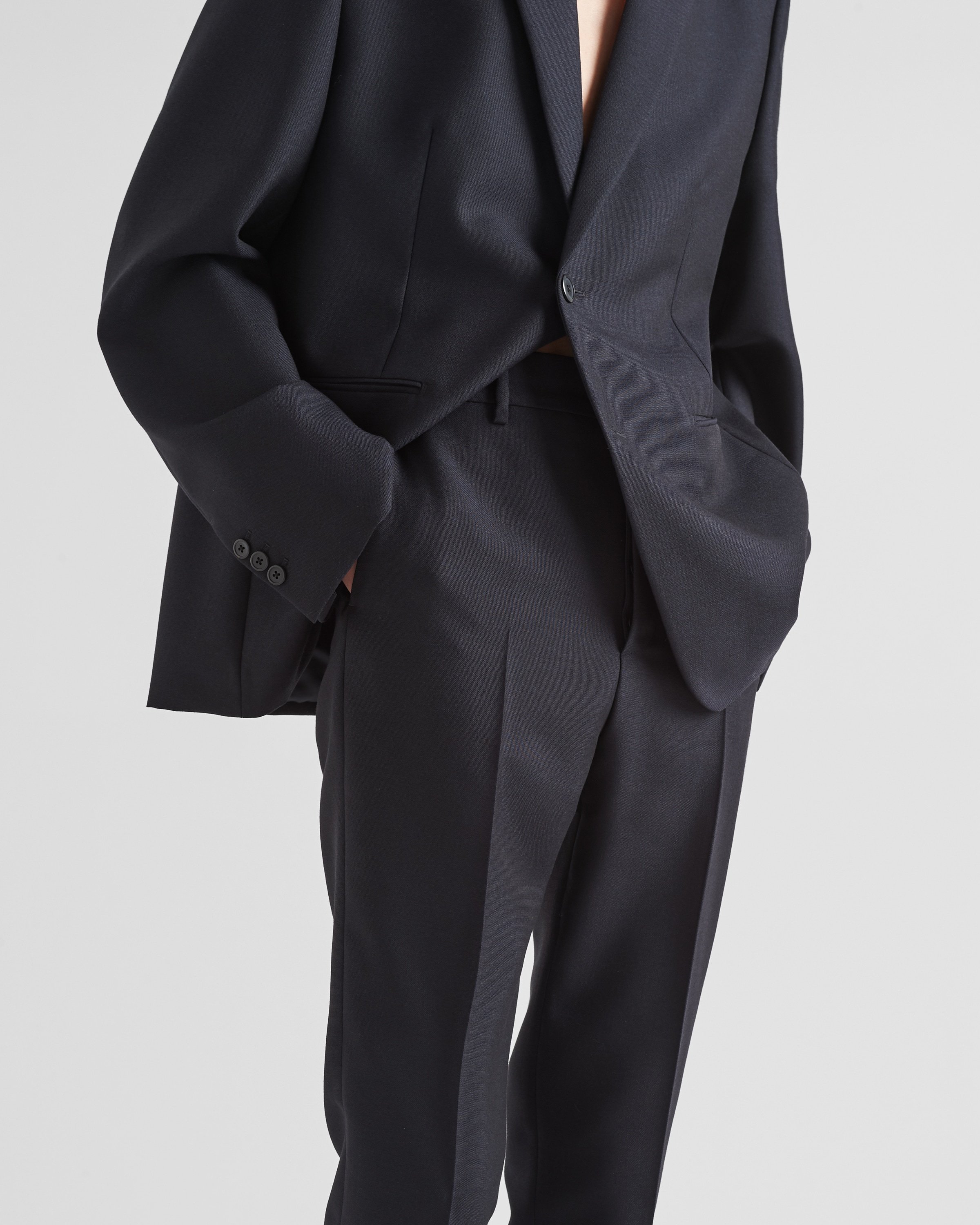 Prada Pleat-detail Tailored Trousers In Blue