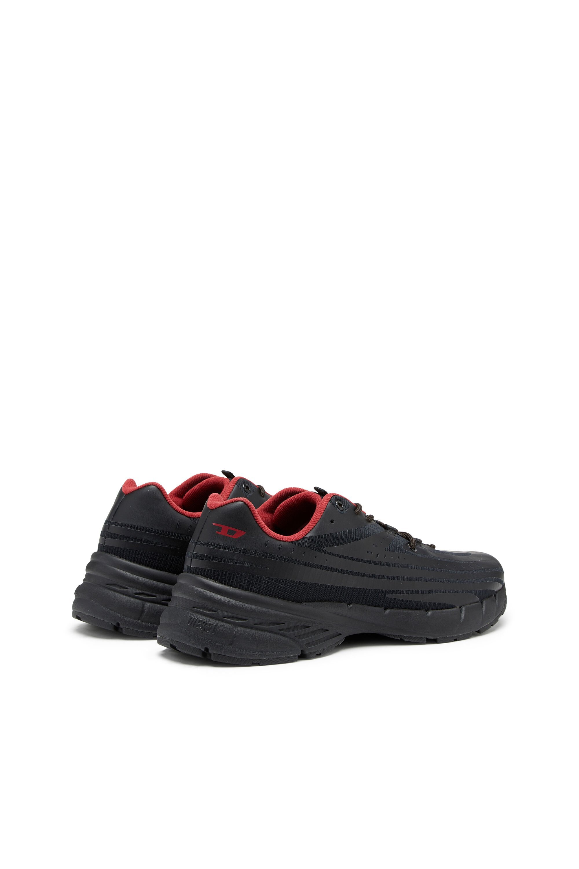 Diesel D-airspeed Low-sneaker A Righe In Ripstop Coated In Black