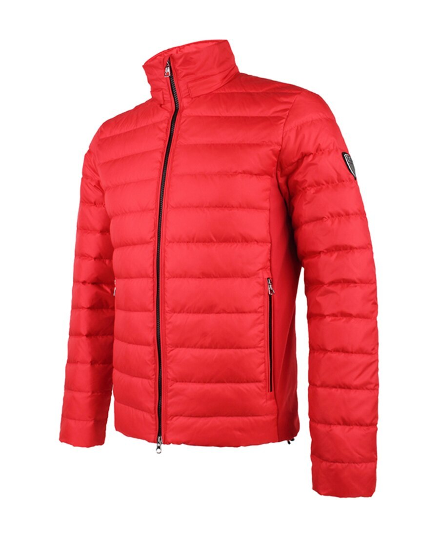 Ea7 Logo Quilted Down Jacket In Red