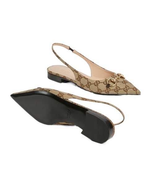 Shop Gucci Women's Horsebit Slingback Ballet Flat In Nude