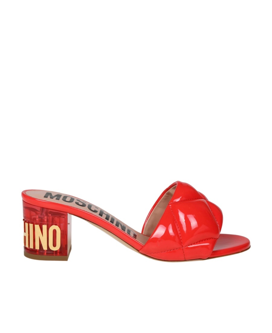 Moschino 60mm Logo-lettering Quilted Leather Mules In Red