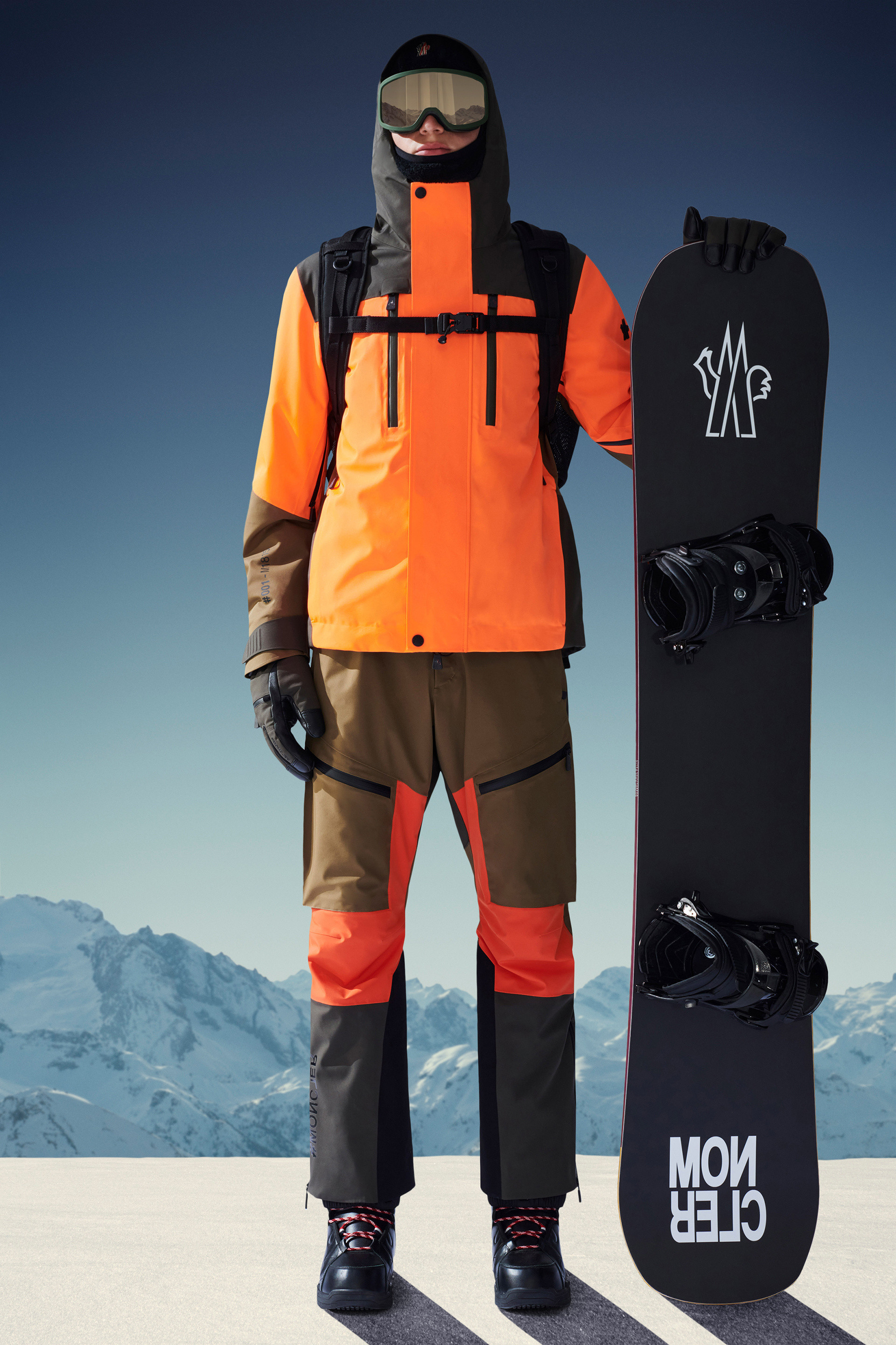 Moncler Cerniat Ski Jacket Multicolour In Orange