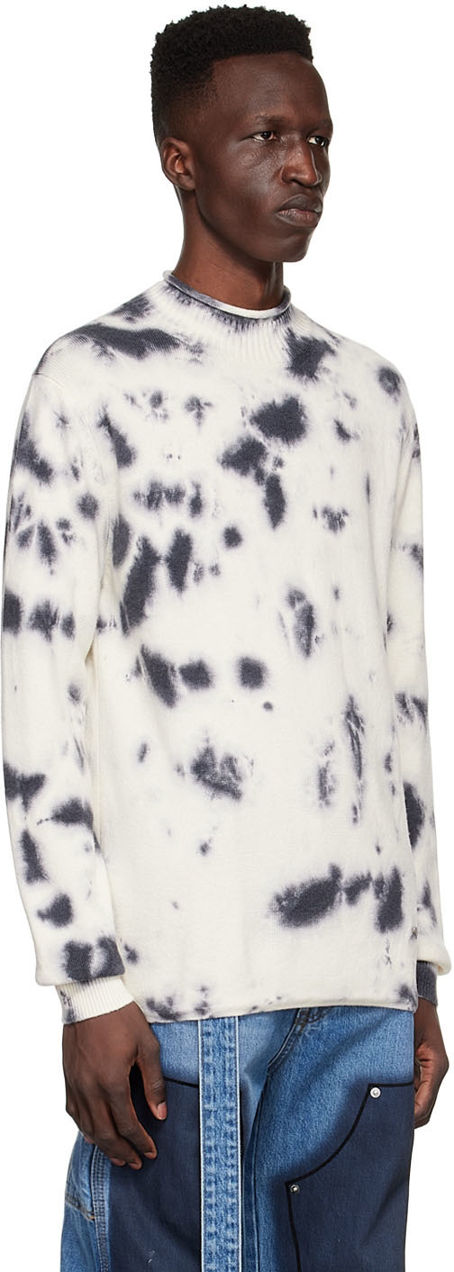 We11 Done Tie-dyed Round-neck Knitted Pullover In White