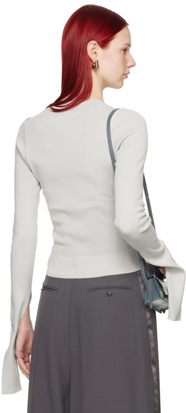Shop Mm6 Maison Margiela Long-sleeved Round-neck Sweater In White