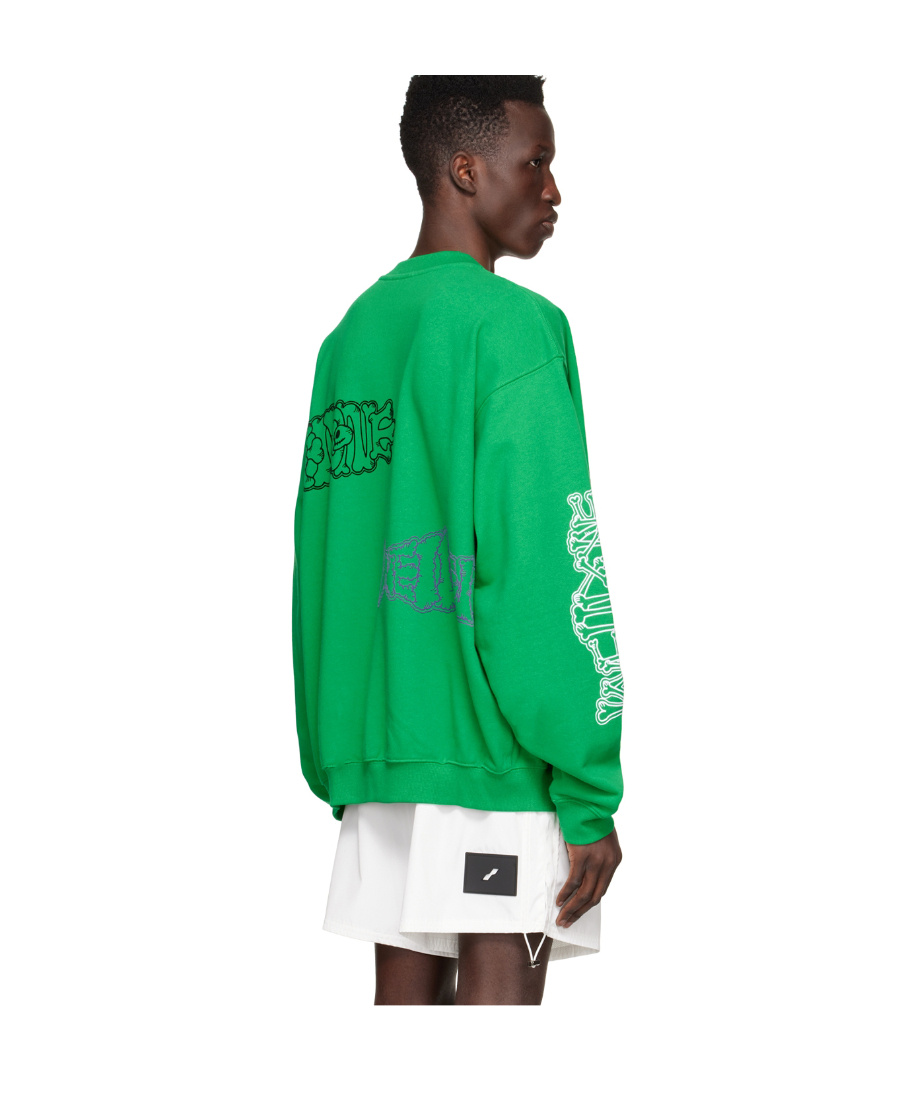 We11 Done Logo Details Hoodie In Green