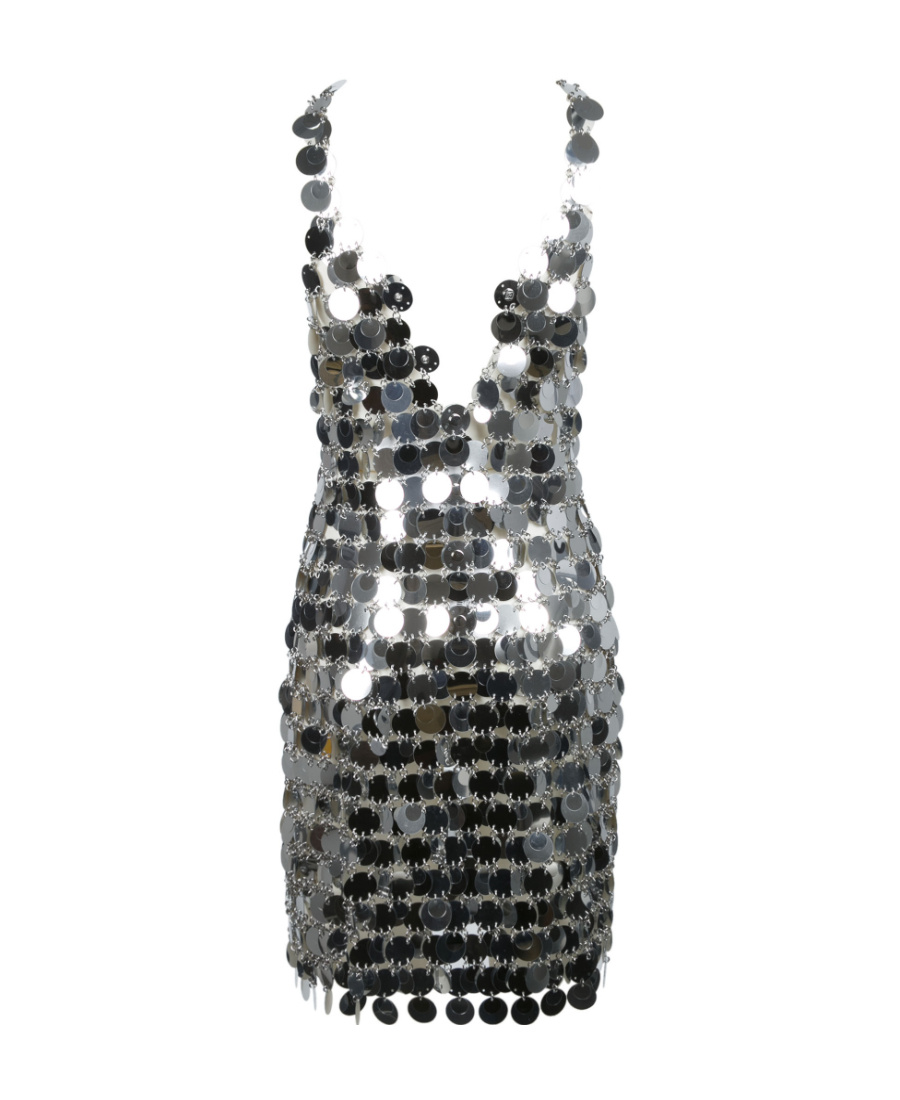 Rabanne Sequins Maxi Dress Sheer Overlay In Black